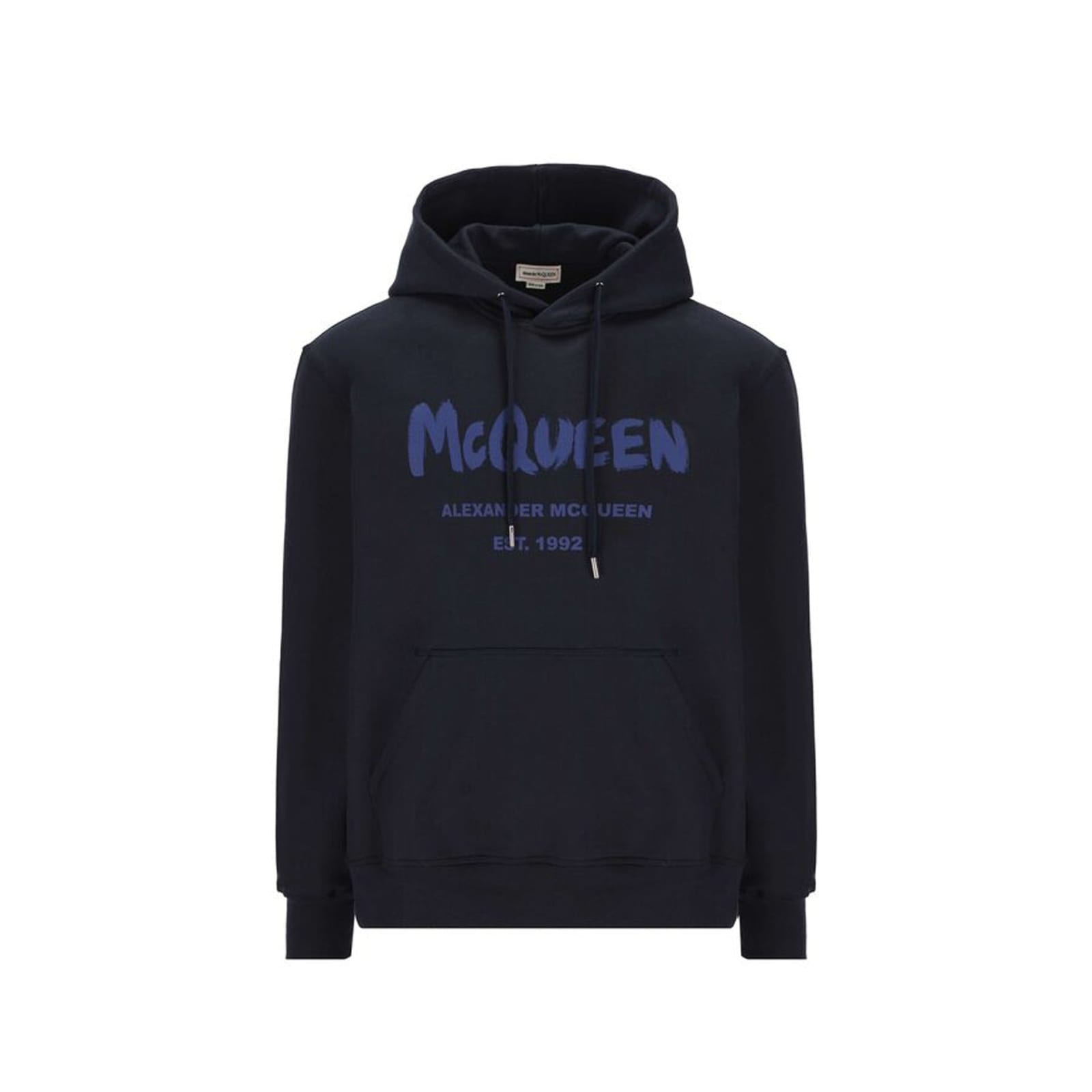Shop Alexander Mcqueen Logo Hoodie Sweatshirt In Blue