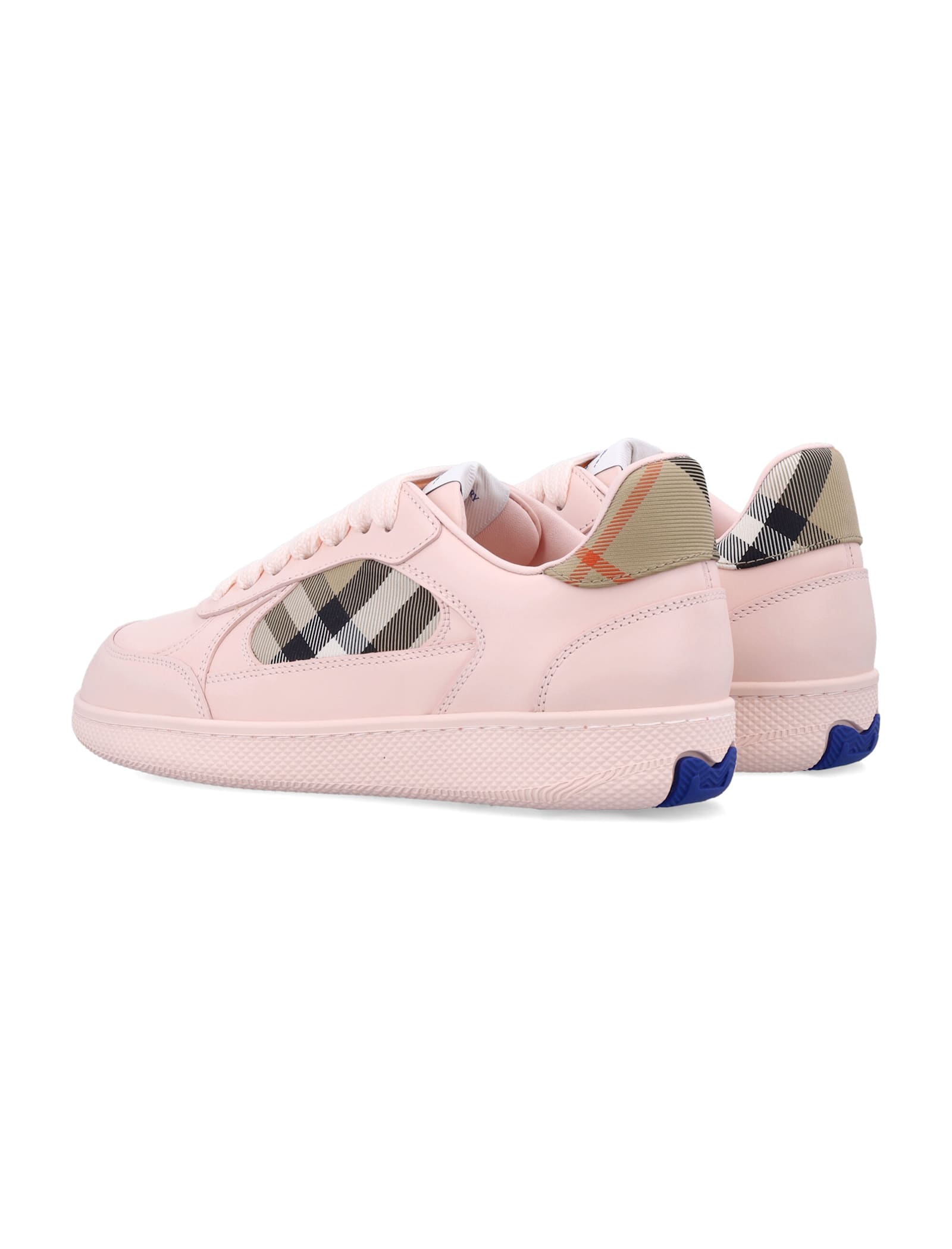 Burberry London Leather And Check Terrace Women S Sneakers In Pink