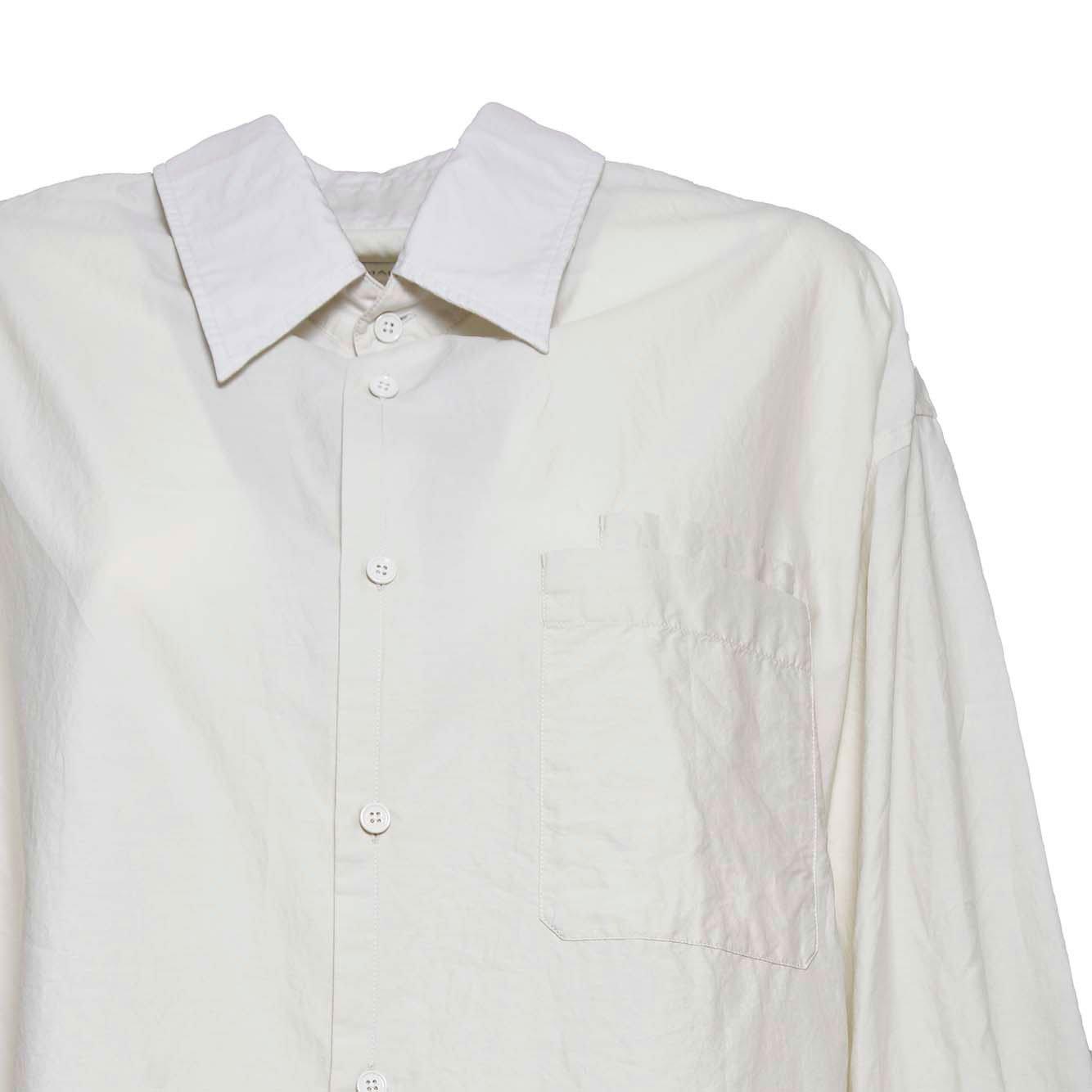 Shop Lemaire Long-sleeved Buttoned Shirt In Natural