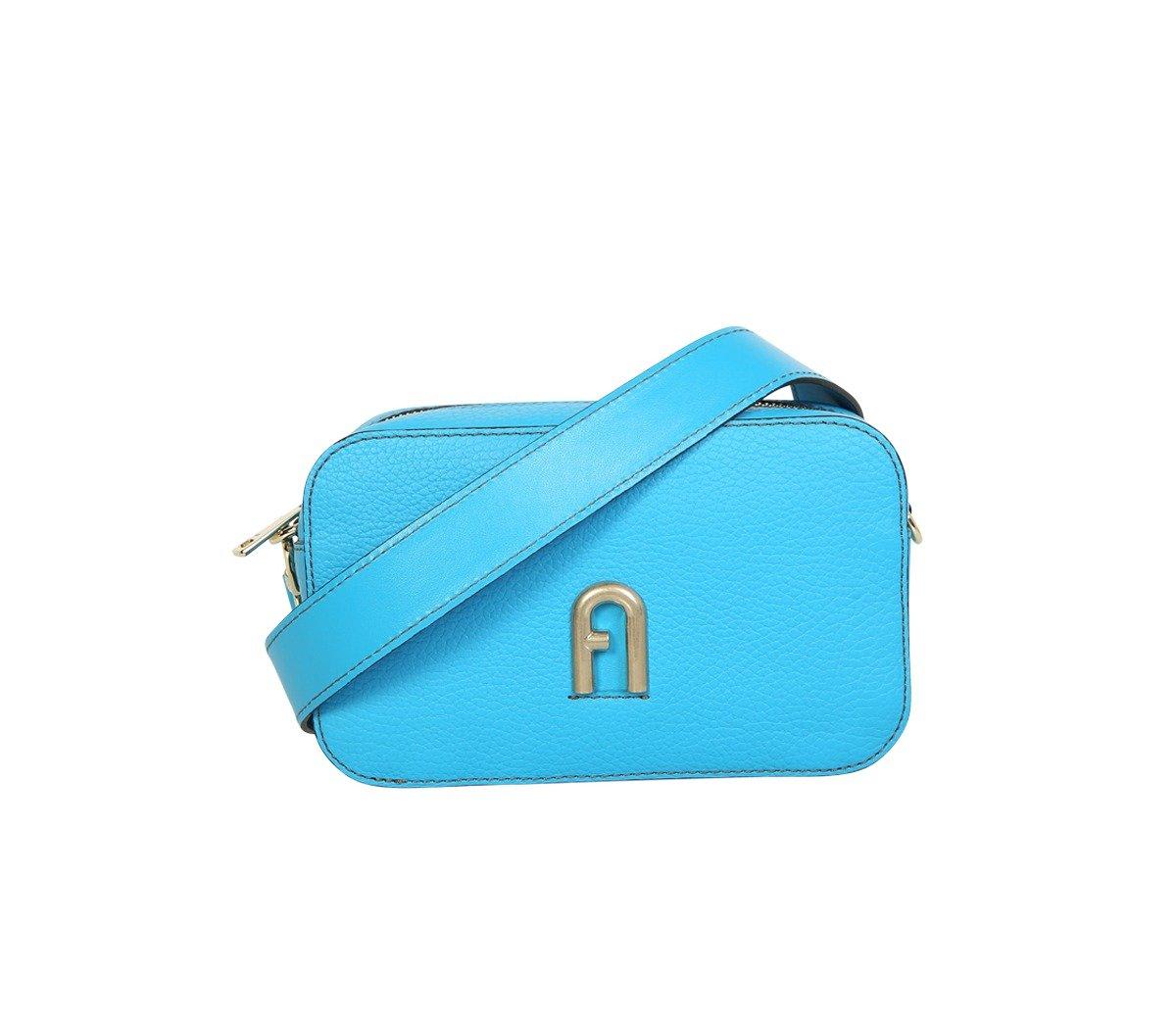 Furla Logo Plaque Zipped Mini Crossbody Bag In Blue