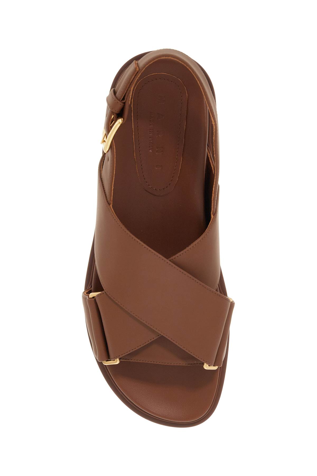 Shop Marni Fussbett Leather Sandals In Gold Brown (brown)