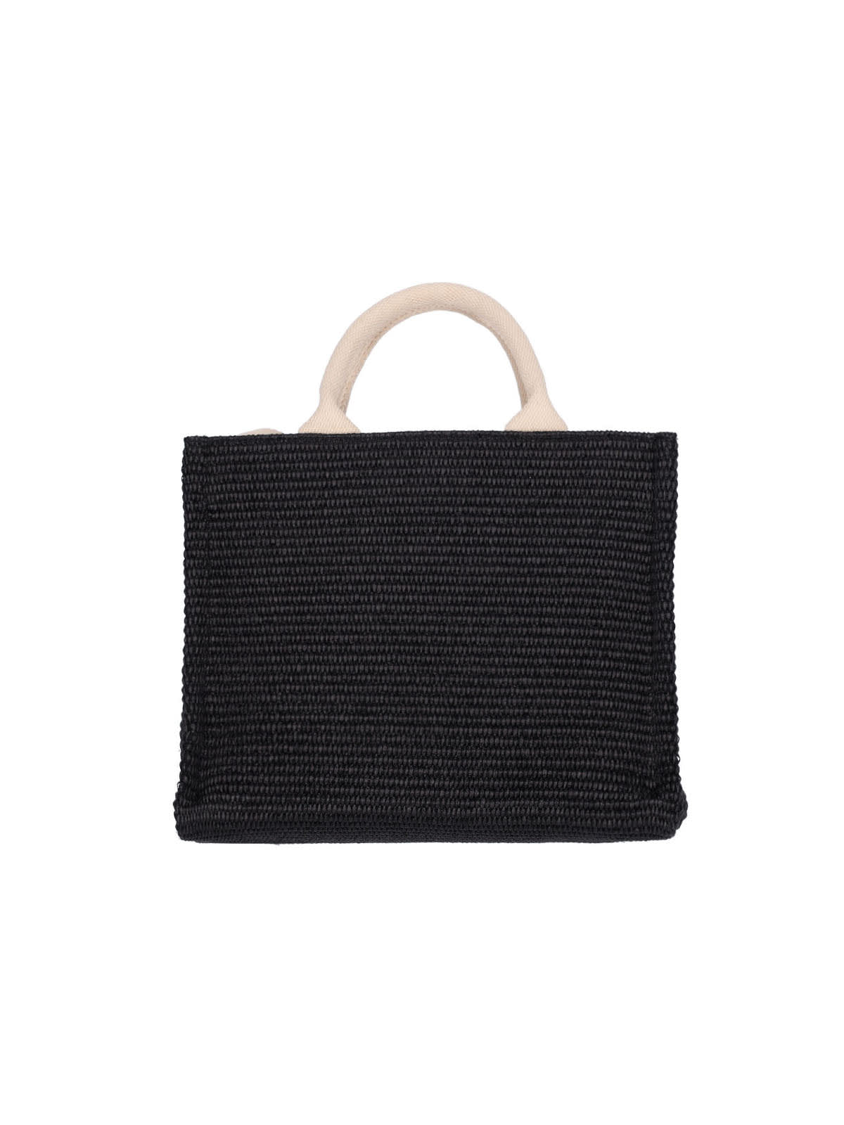 Marni Embroidered Raffia Tote In Black