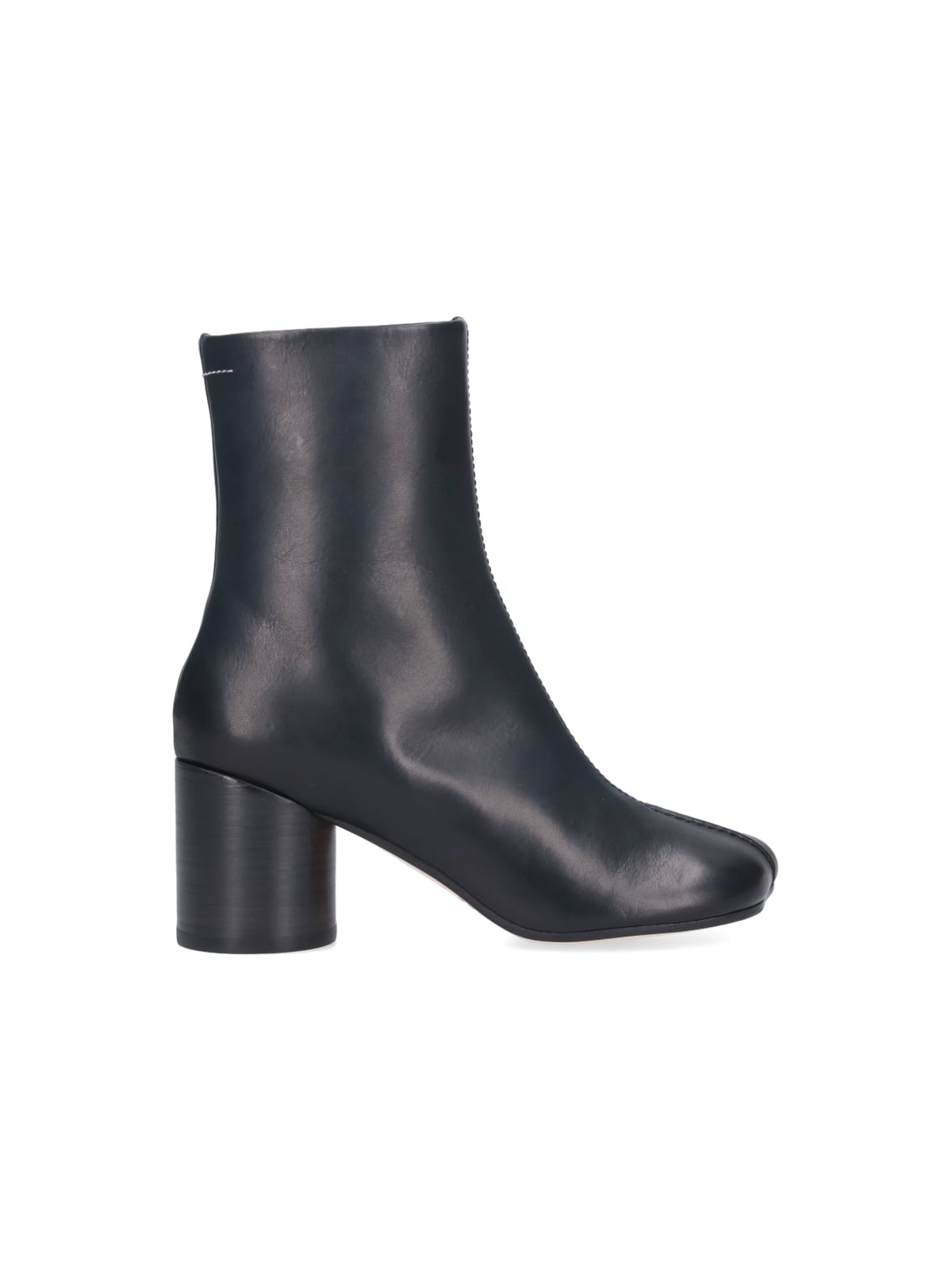 Shop Mm6 Maison Margiela Stitch-out Leather Ankle Boots In Black