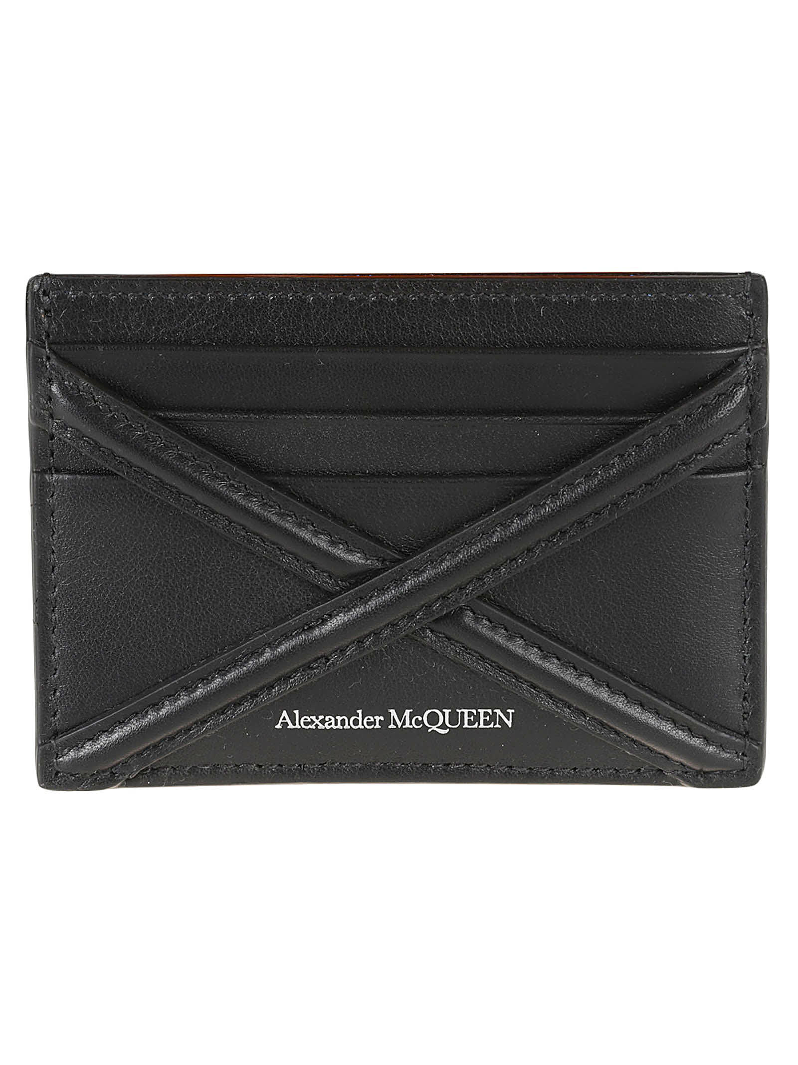 Shop Alexander Mcqueen X Strap Logo Card Holder In Black
