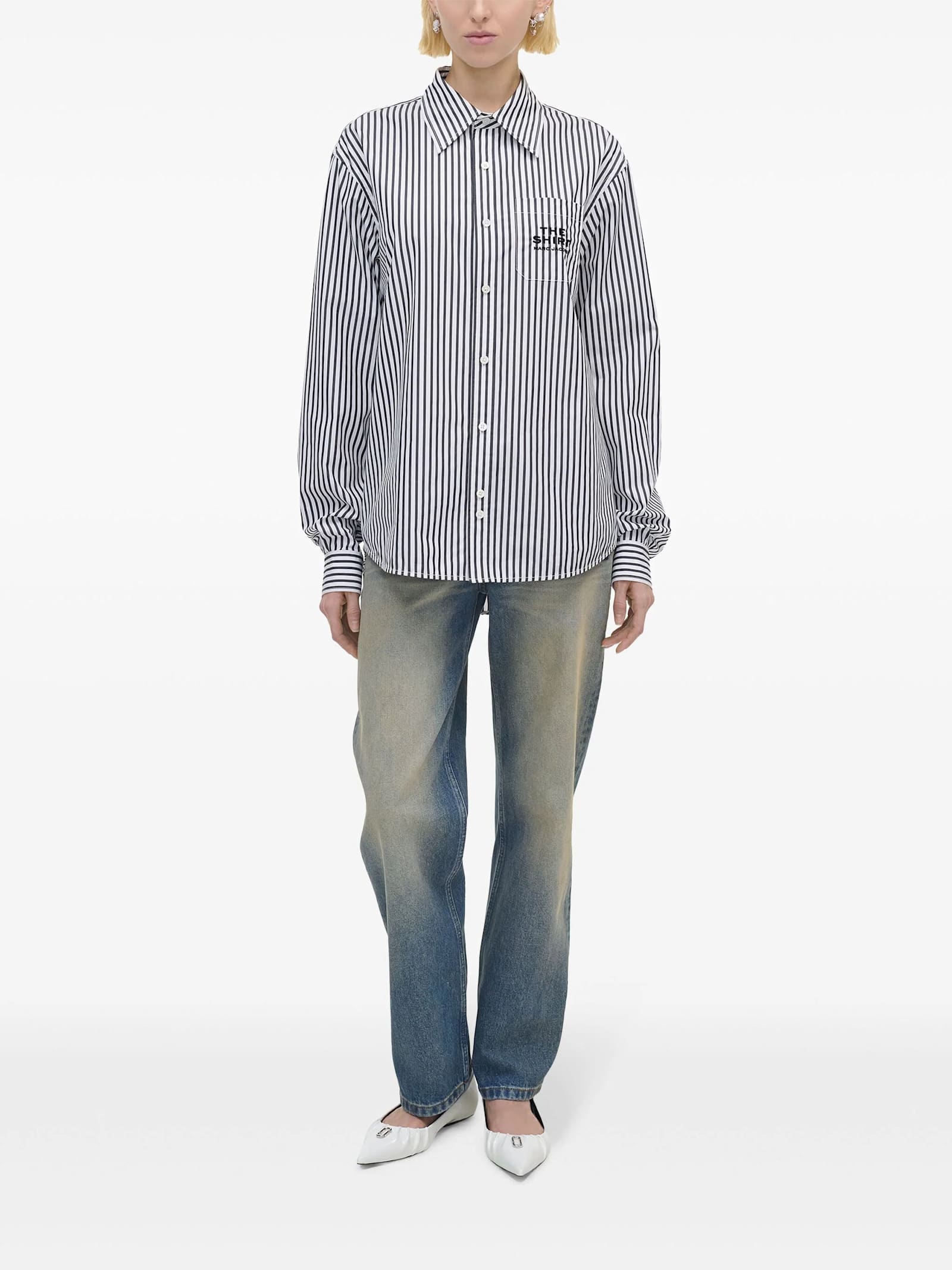 Shop Marc Jacobs Camicia Over Righe In Black White