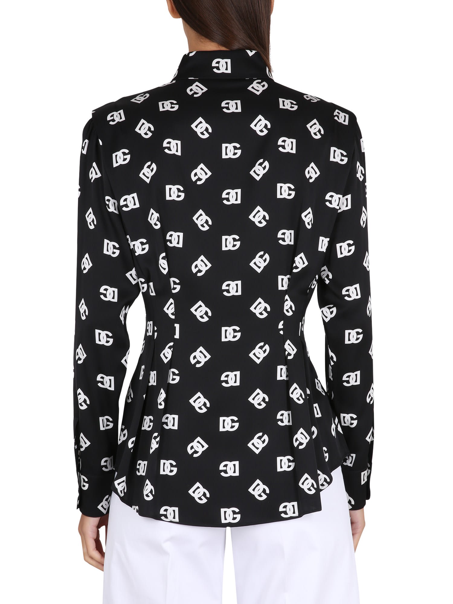 Shop Dolce & Gabbana Charmeuse Shirt In Nero/bianco