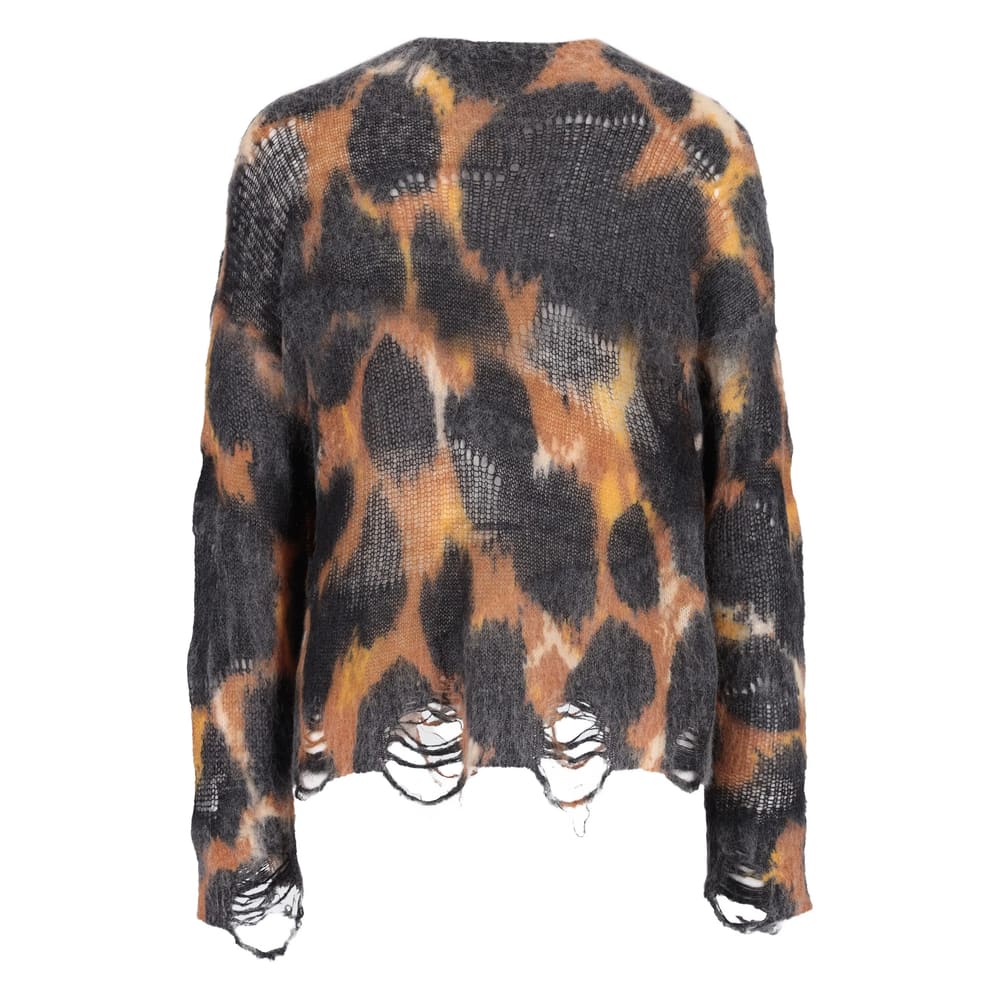 Laneus Animal Print Distressed Baby Alpaca Sweater In Multi
