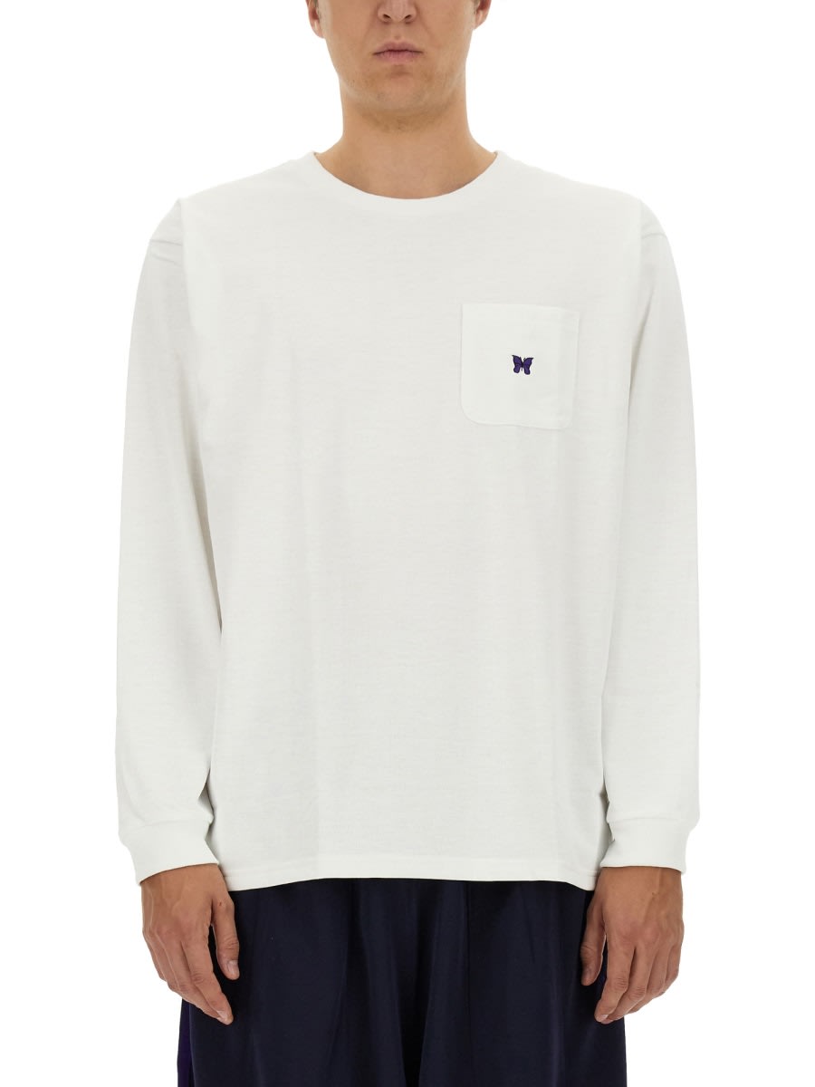 Shop Needles T-shirt With Logo In White
