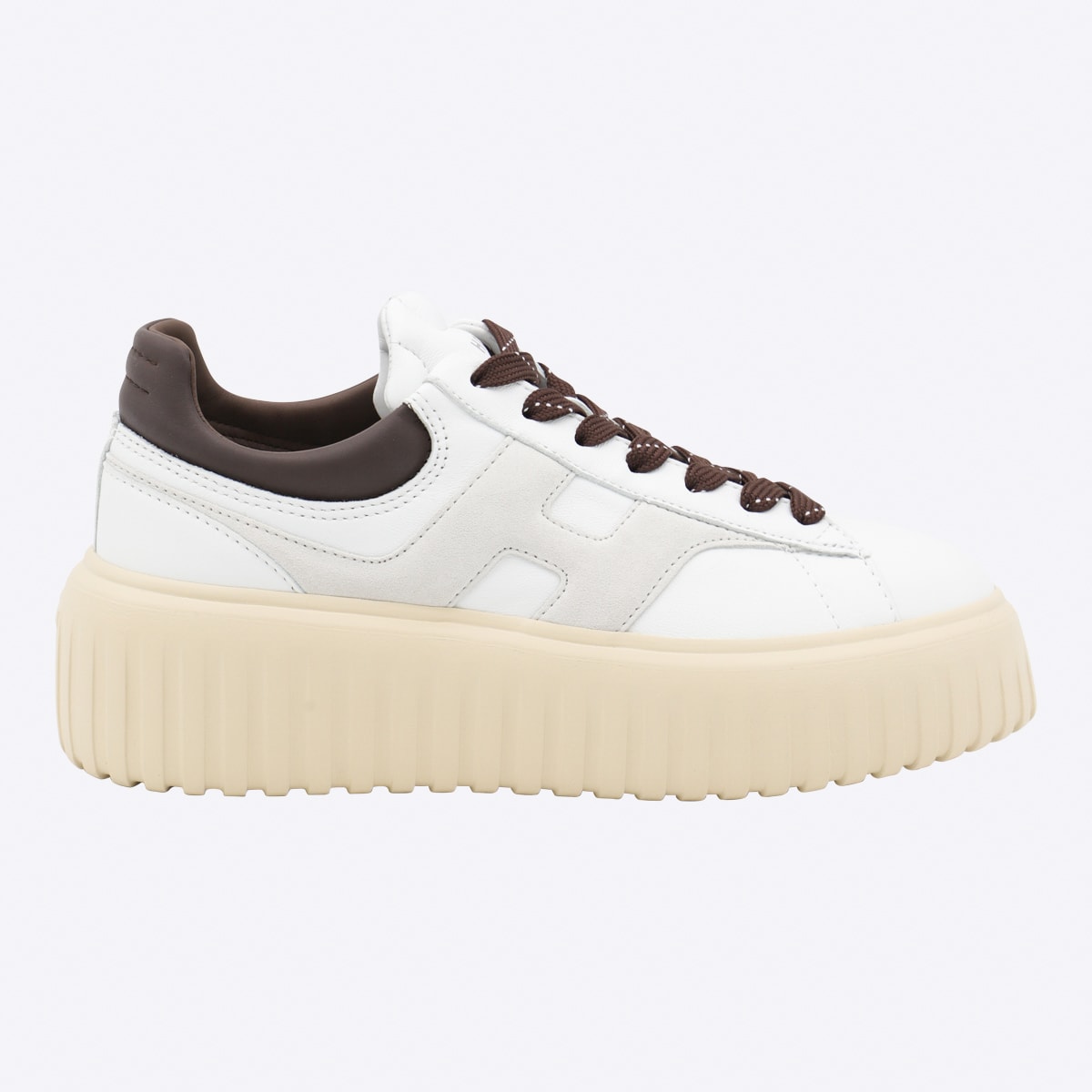 Hogan Striped Sneakers With Padded Collar And Contrasting Sole In Brown