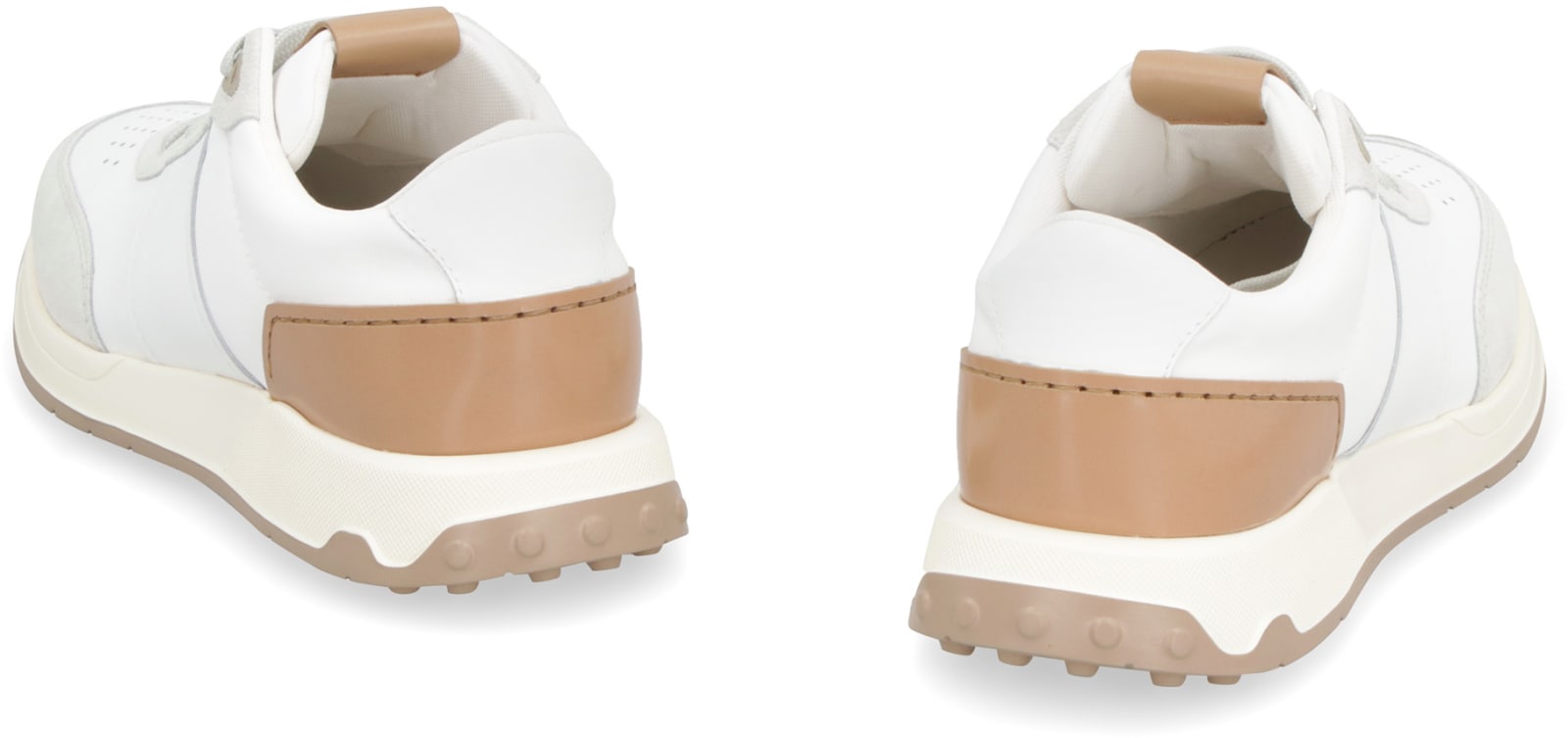 Shop Tod's Leather And Fabric Low-top Sneakers Tods In White