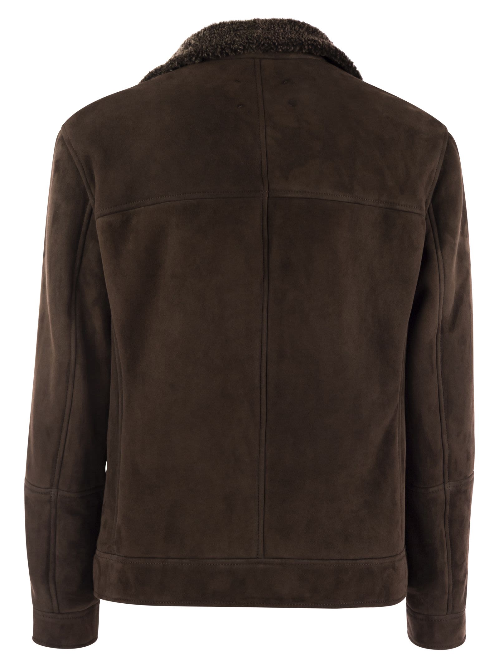 Shop Brunello Cucinelli Double-breasted Shearling Outerwear In Brown