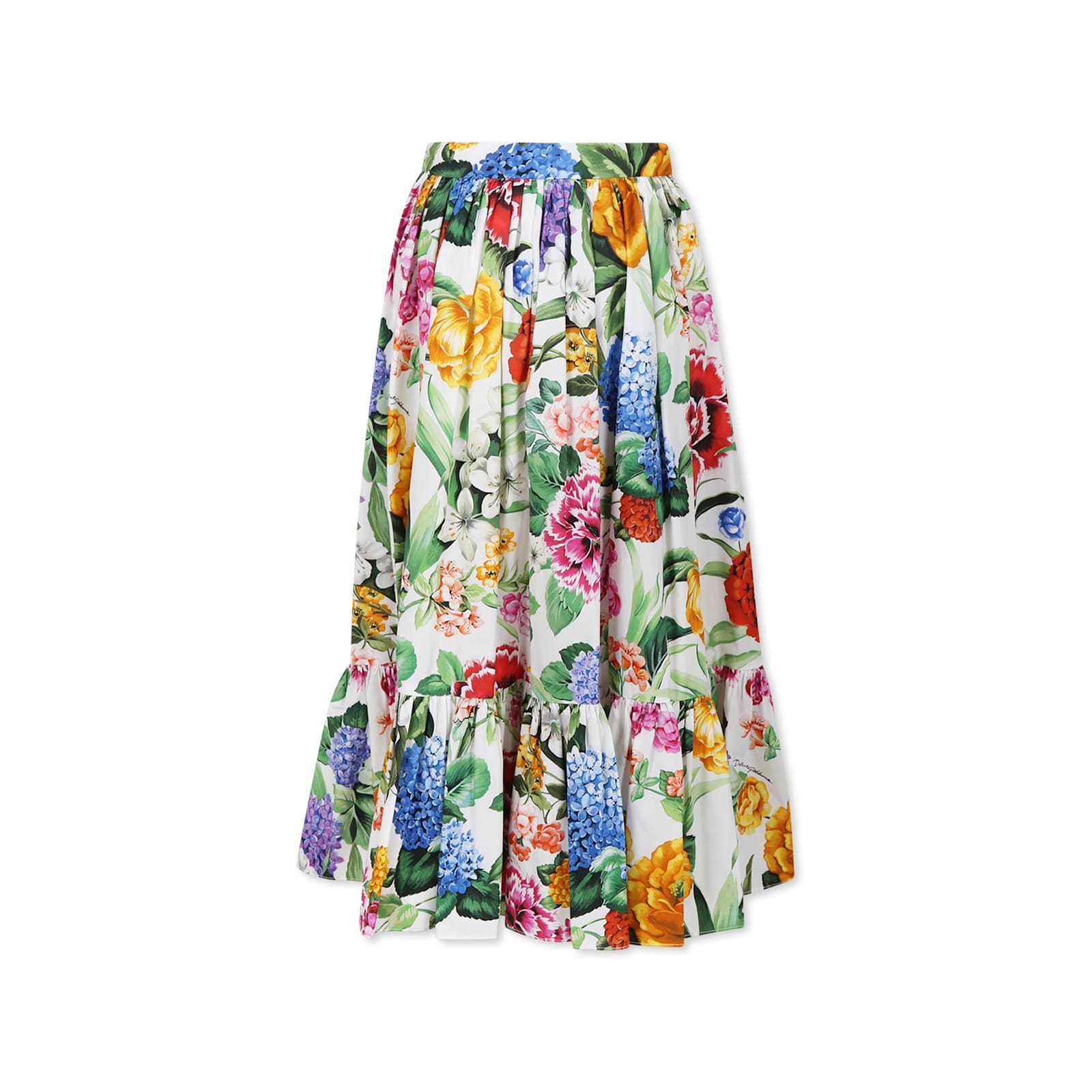 Dolce & Gabbana Multicolor Skirt For Girl With Floral Print In Multicolor