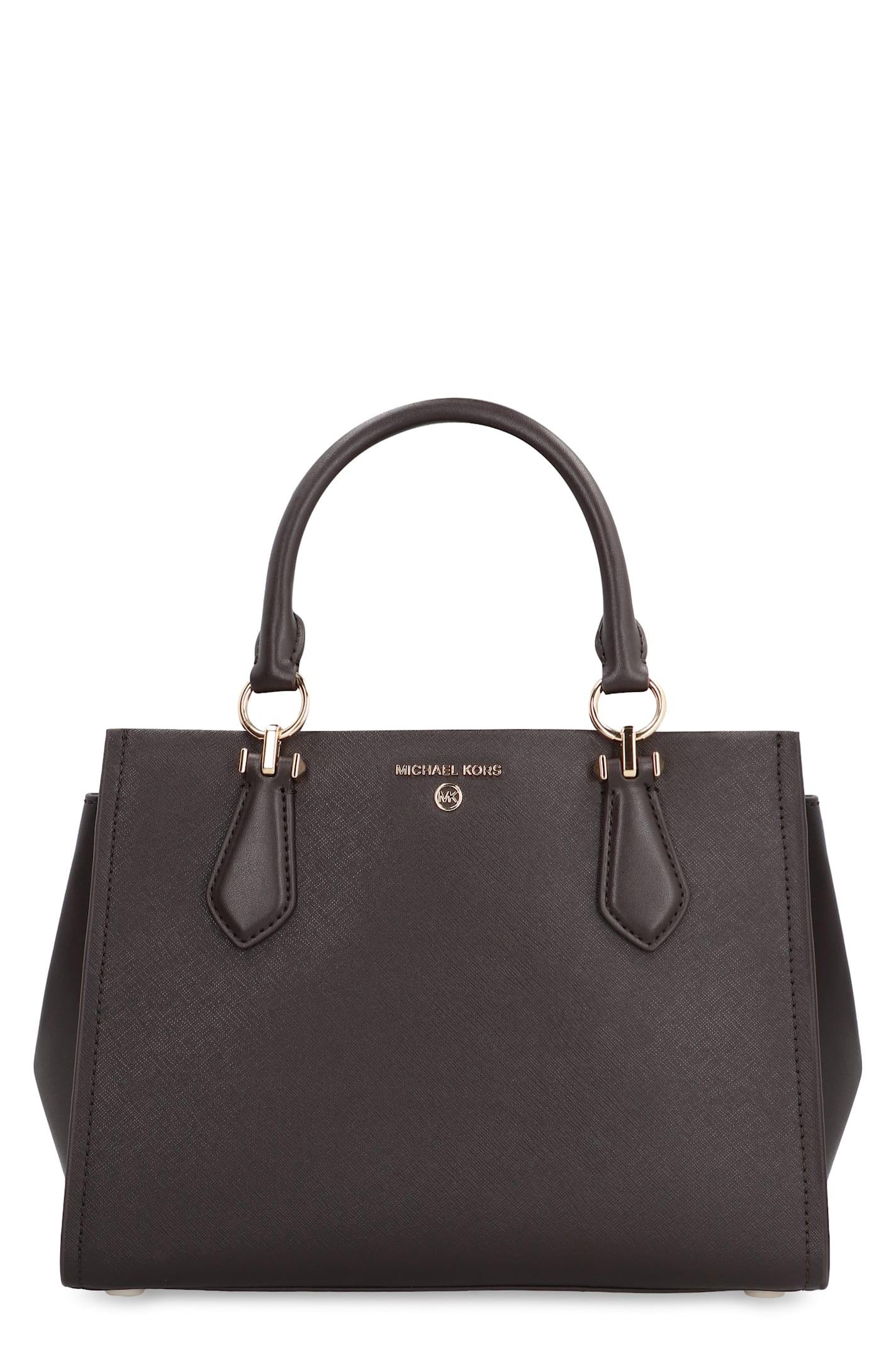 Shop Michael Michael Kors Marilyn Leather Handbag In Brown