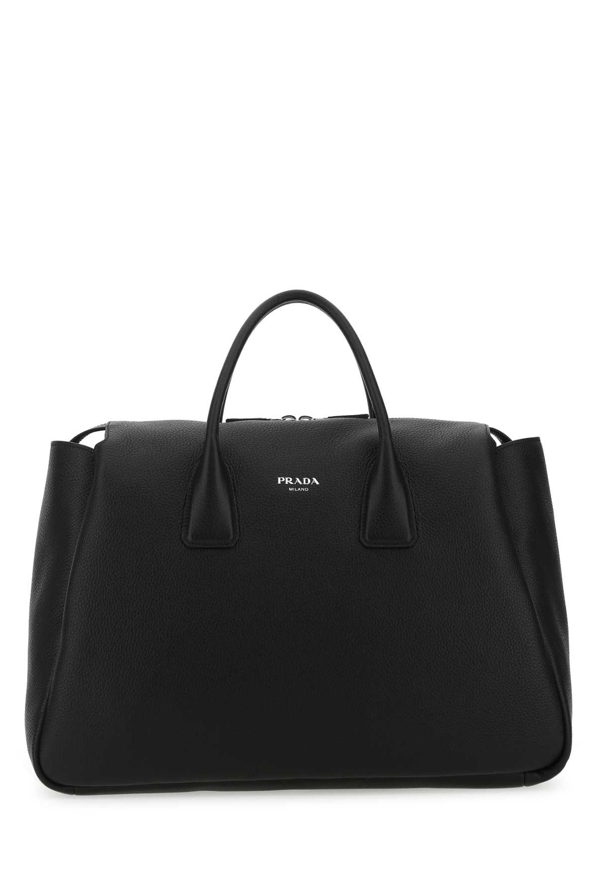 Shop Prada Black Leather Travel Bag In F0002