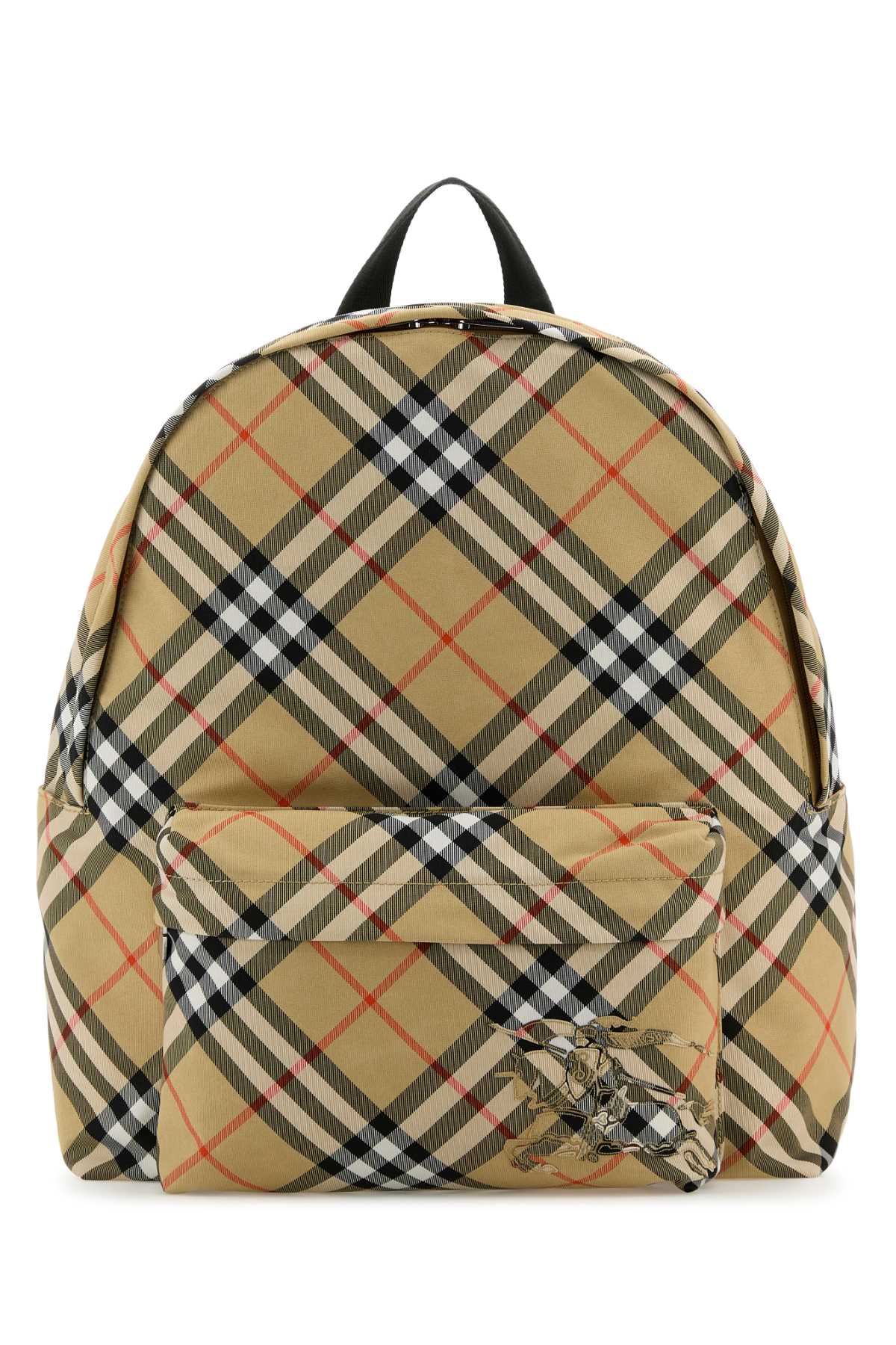 Shop Burberry Embroidered Fabric Check Backpack In Sand