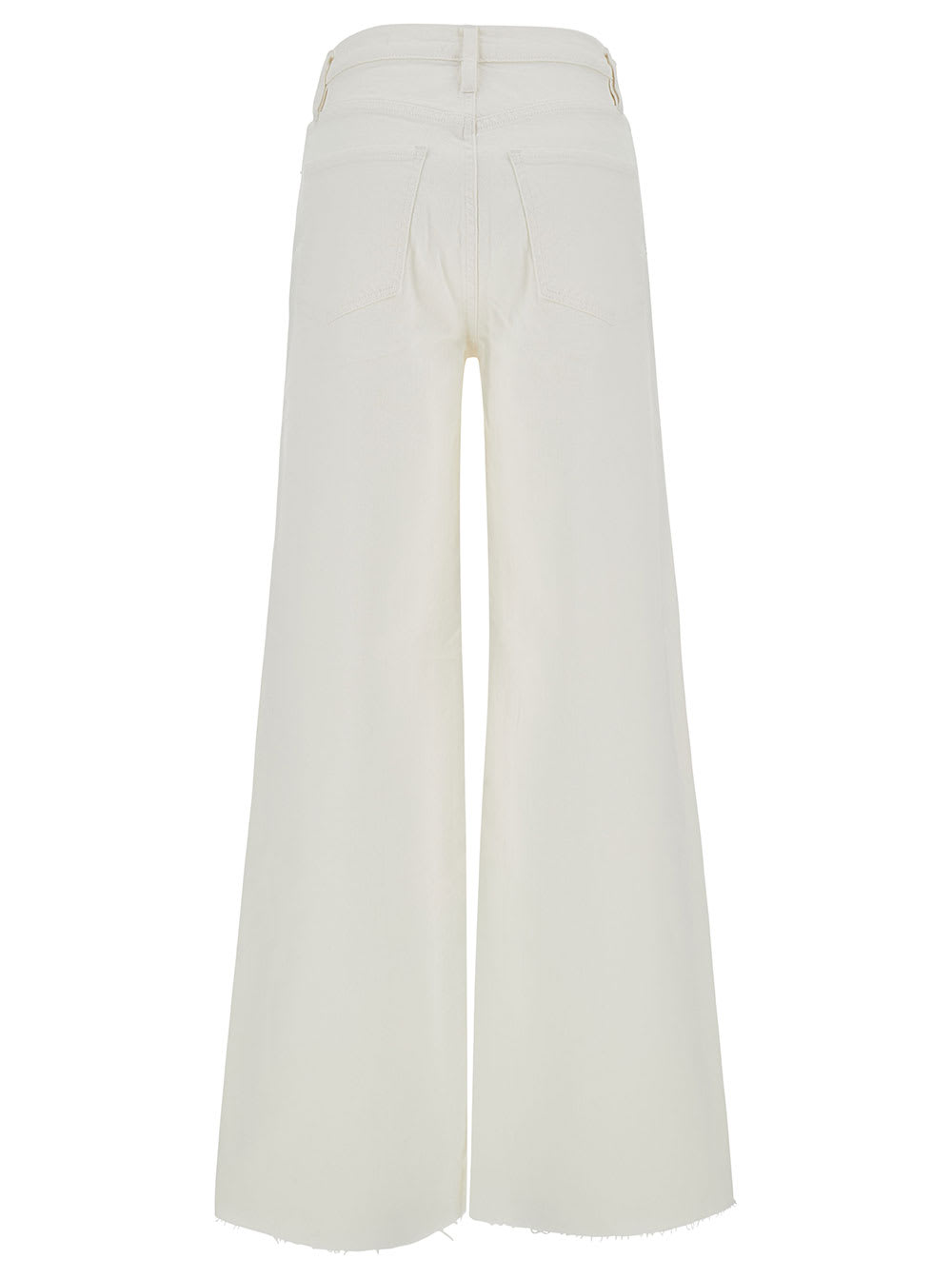 Shop Frame Le Jane White Wide Leg Jeans With Tonal Buttons In Stretch Cotton Denim Woman