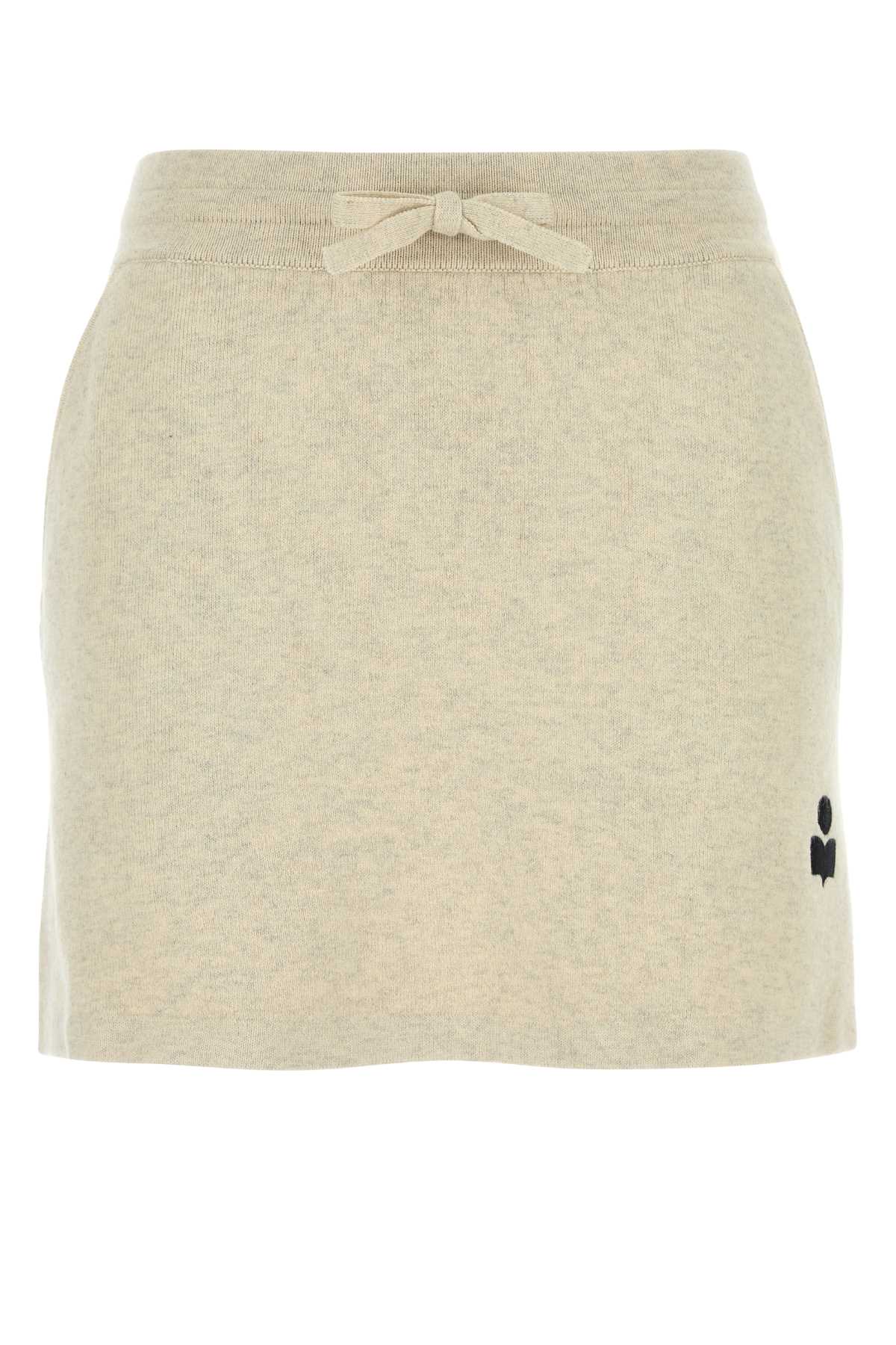 Shop Marant Etoile Melange Cream Stretch Cotton Blend Amaline Mini Skirt In Lightgrey