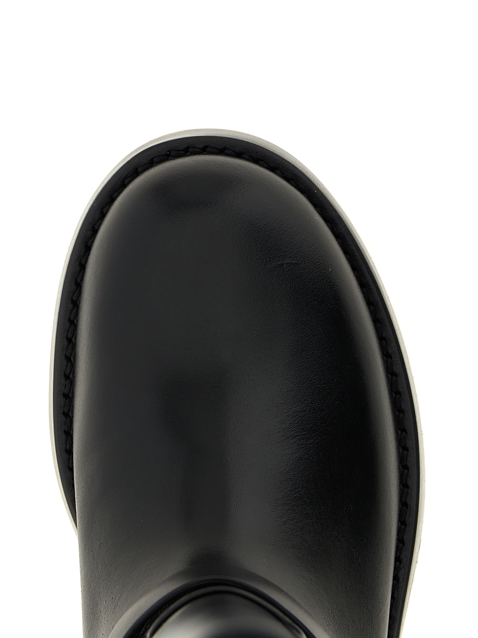Elisabetta Franchi Logo Strap Boots In Black