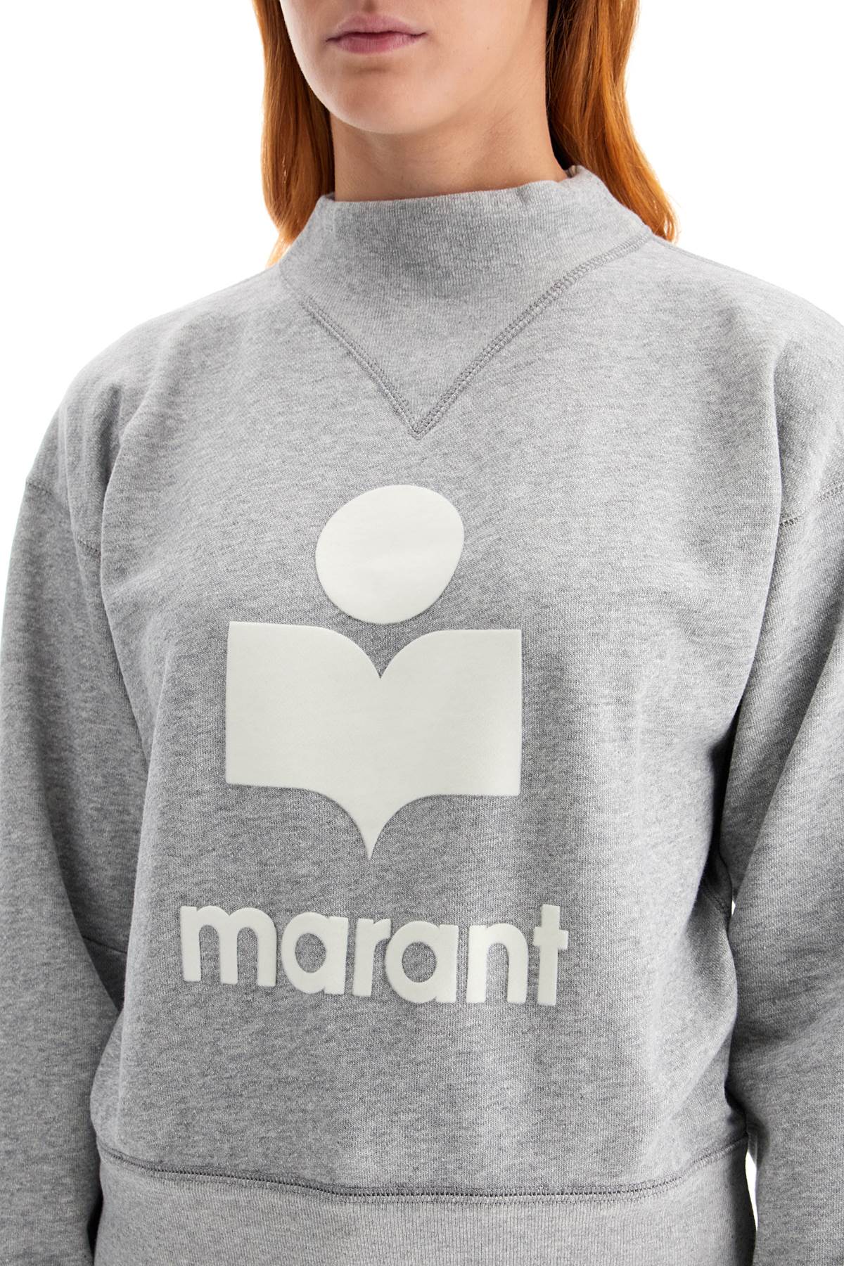 Shop Marant Etoile Moby Sweatshirt With Flocked Logo In Grey/white (grey)