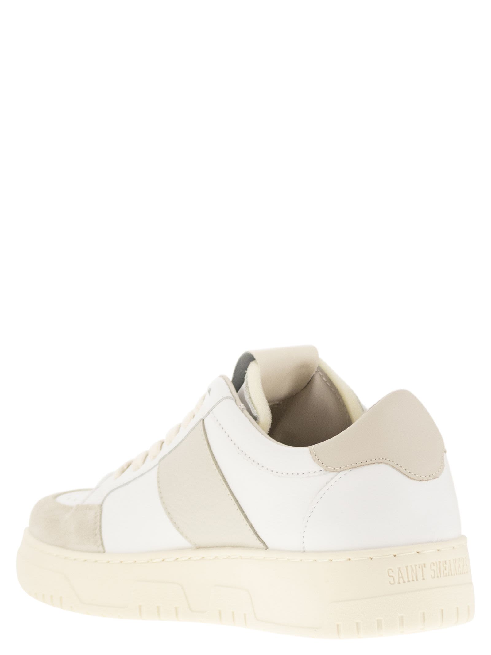 Saint Sneakers Sail - Leather And Suede Trainers In White/marble