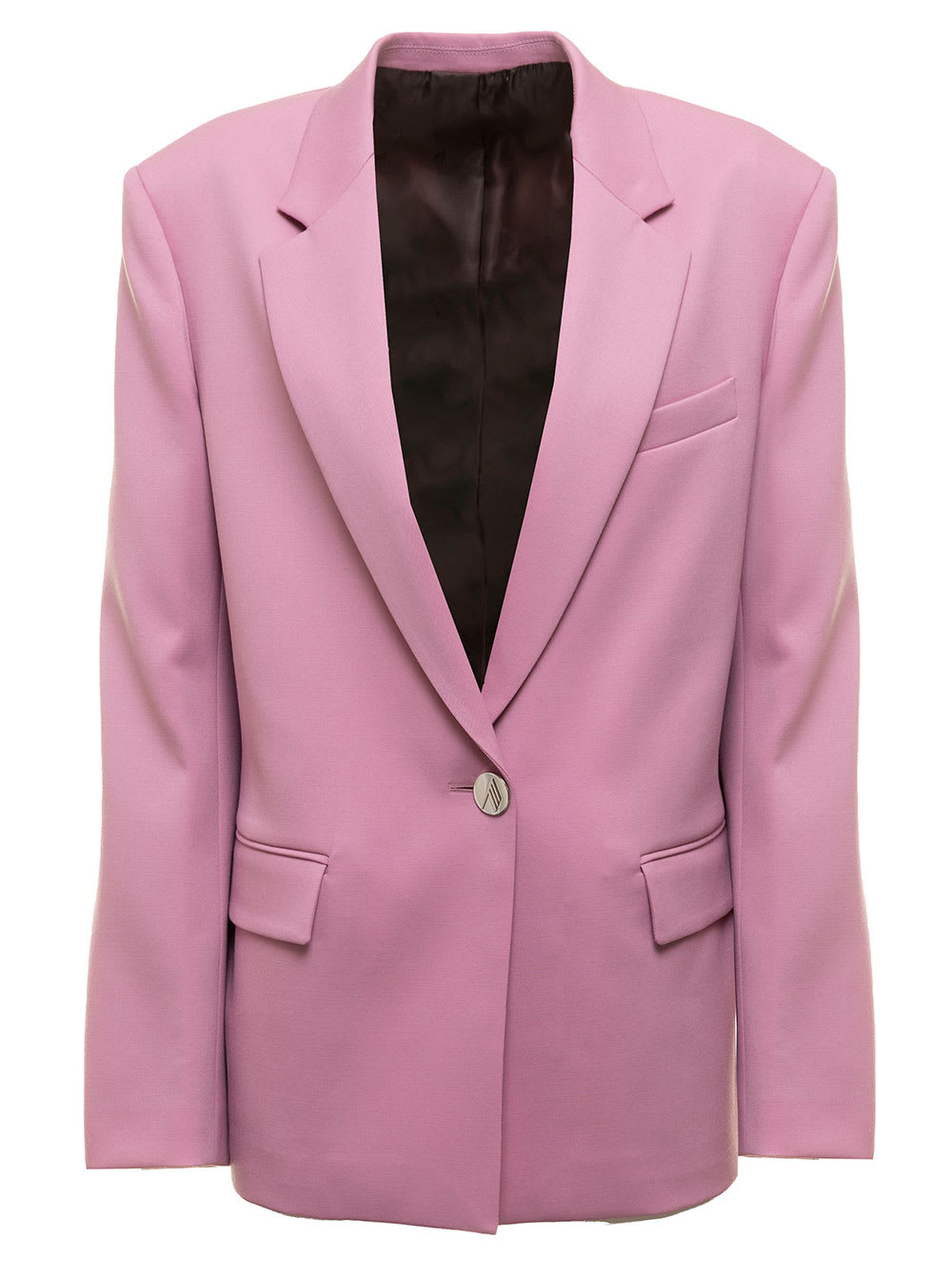 The Attico Womans Bianca Pink Wool Single Breasted Blazer