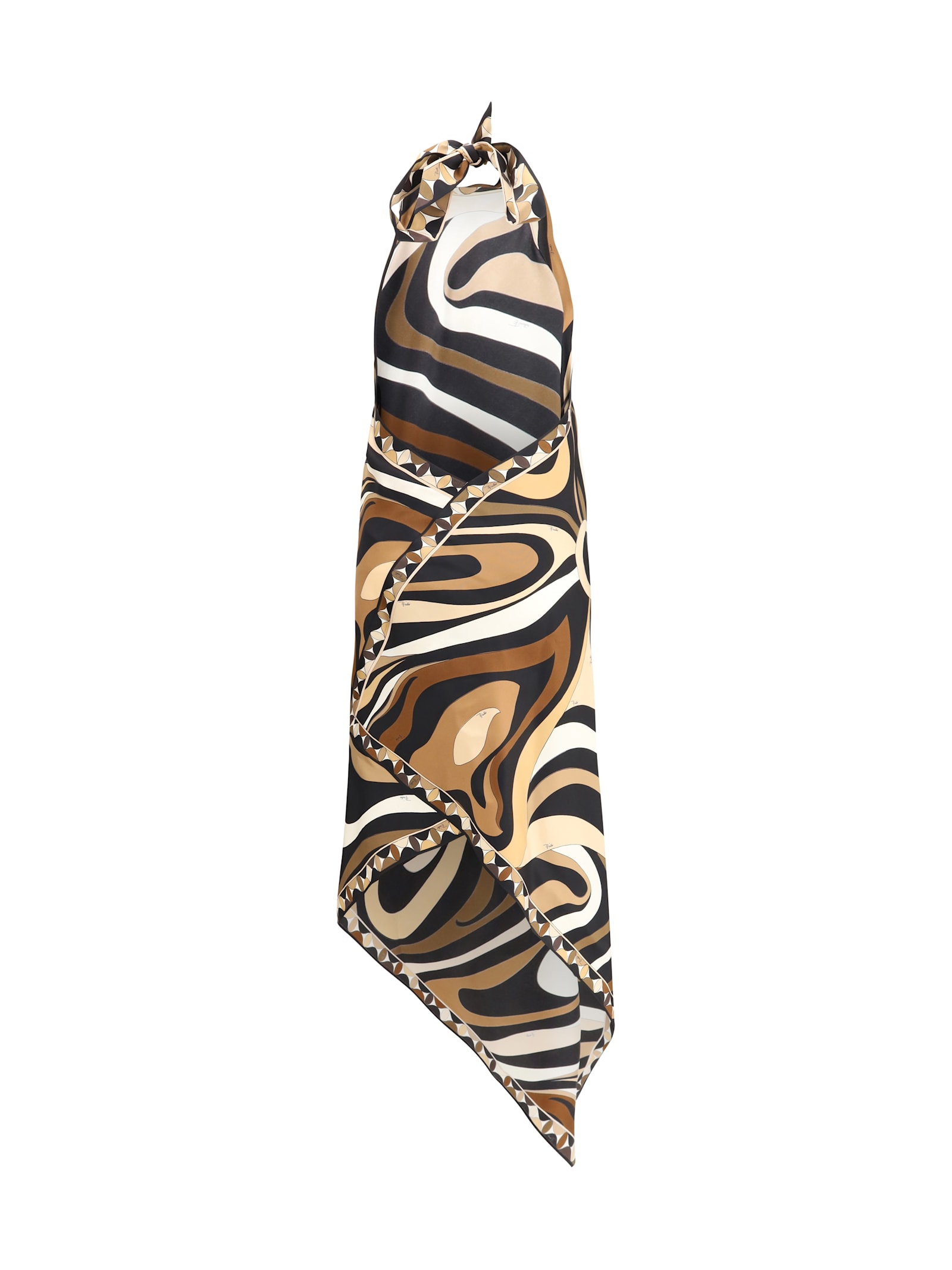 Pucci Marmo Asymmetric Printed Silk-twill Halterneck Dress In Multi