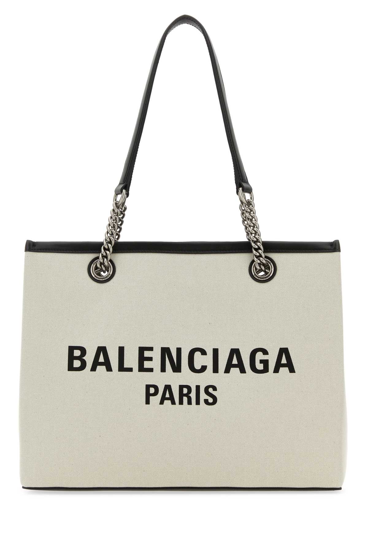 Shop Balenciaga Ivory Canvas M Duty Free Shopping Bag In Naturel