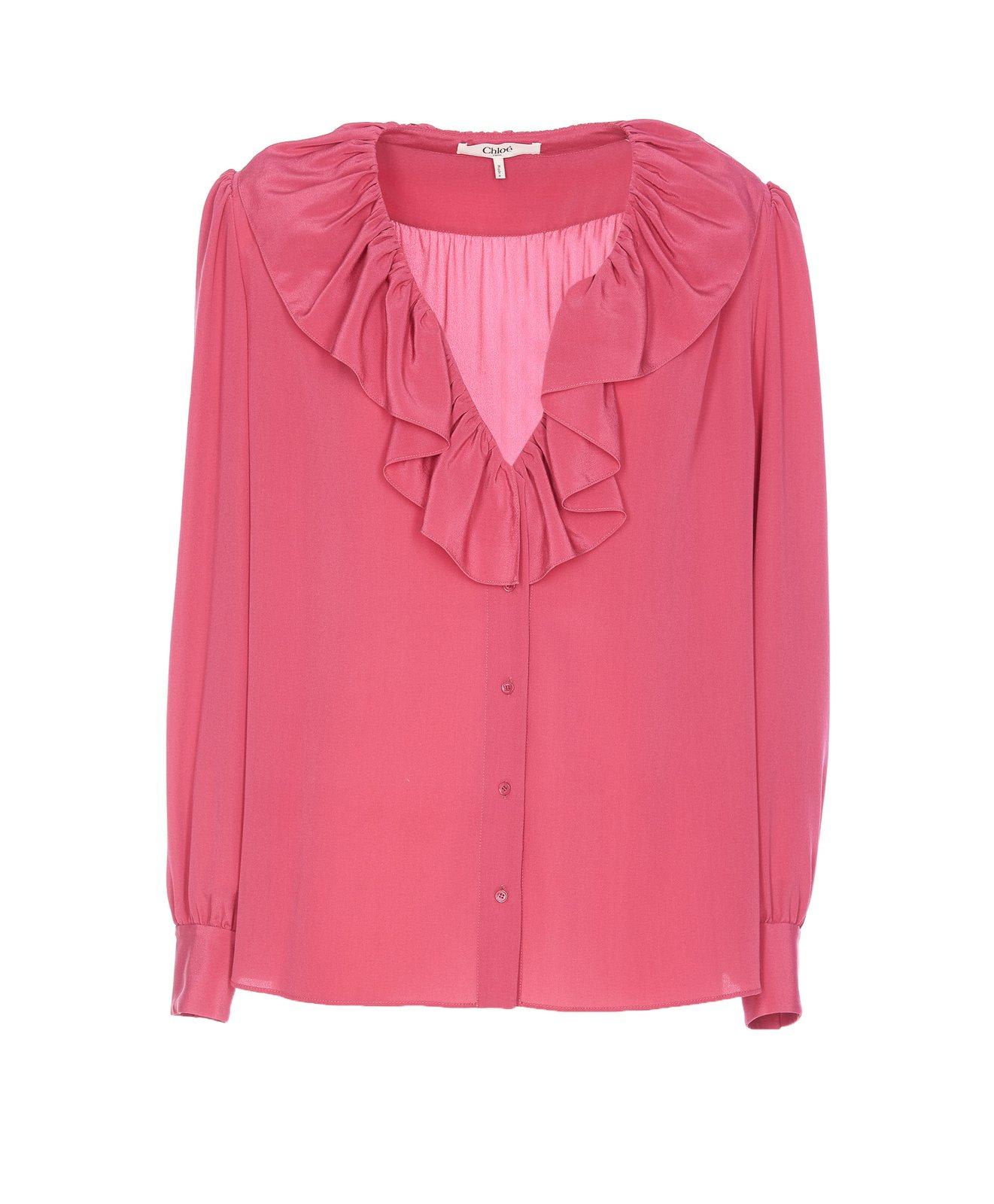 Chloé Ruffle Detailed Long-sleeve Top