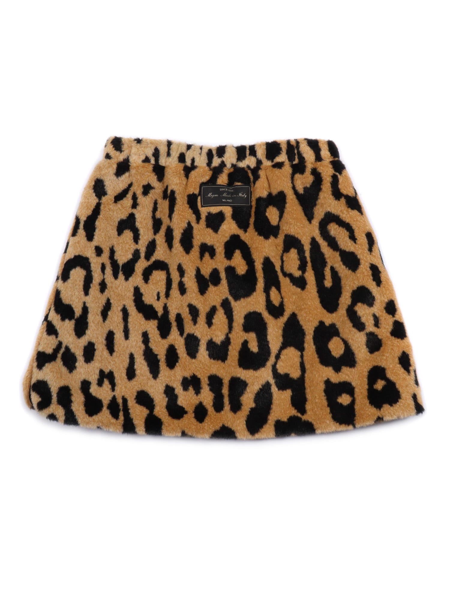 Msgm Fur Animalier Mini Skirt Girl In Brown