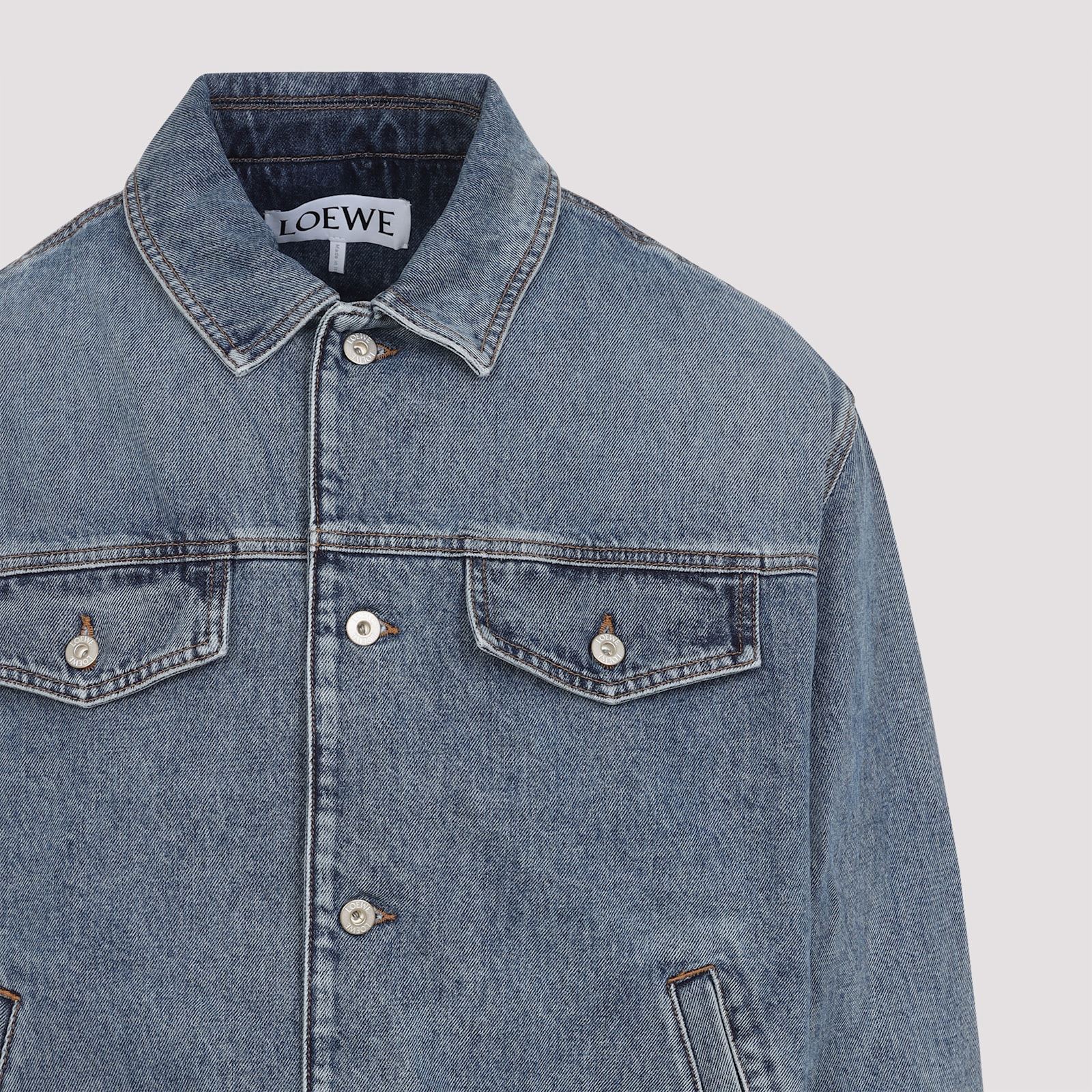 Loewe Anagram Cut-outs Denim Jacket In Blue