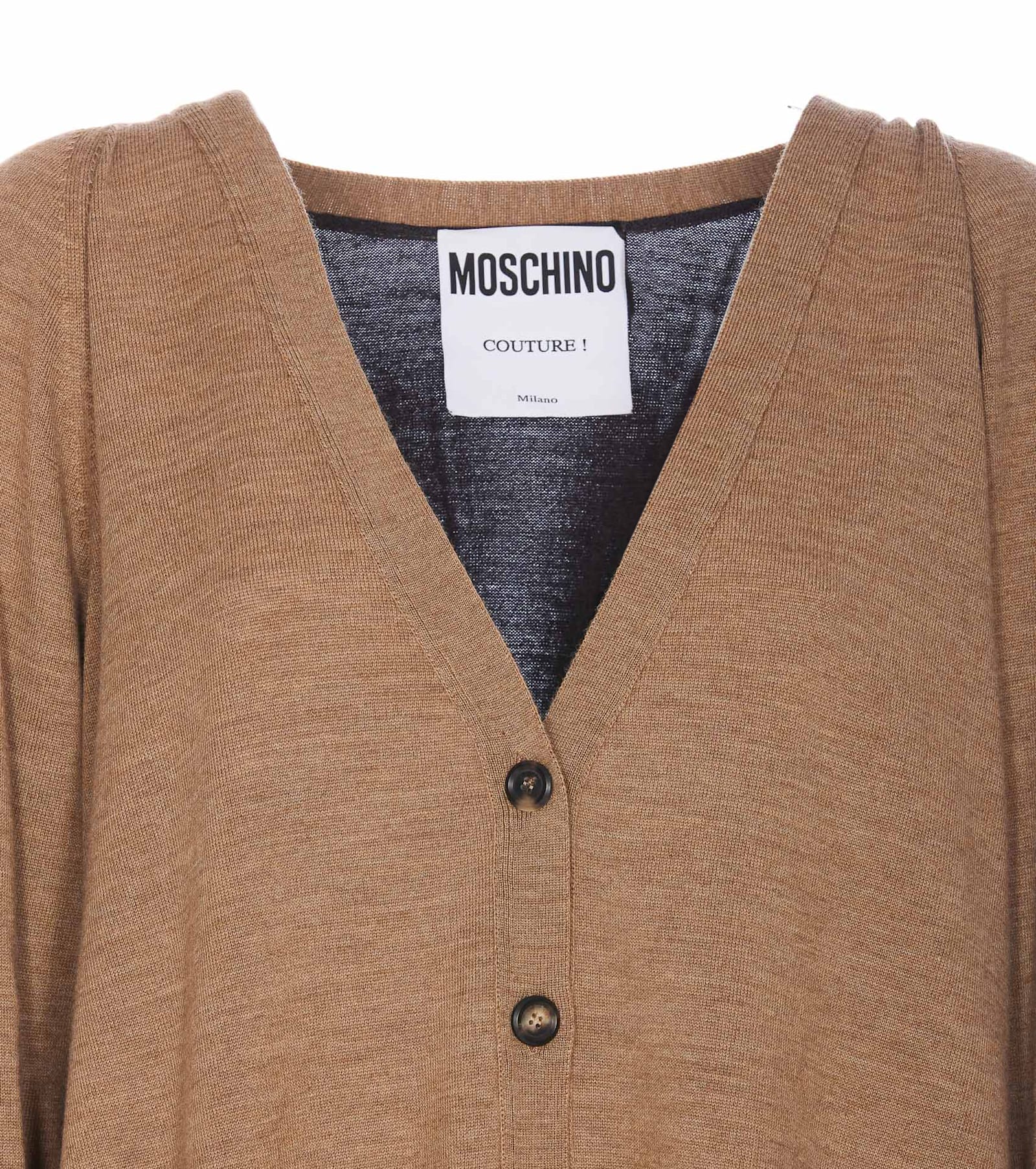 Shop Moschino Cardigan In Beige