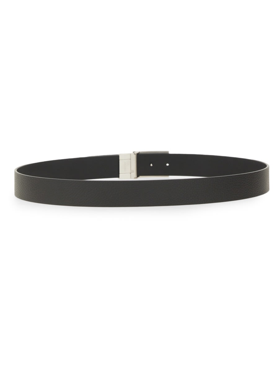 Shop Zegna Reversible Belt With Monogram Z Buckle In Black