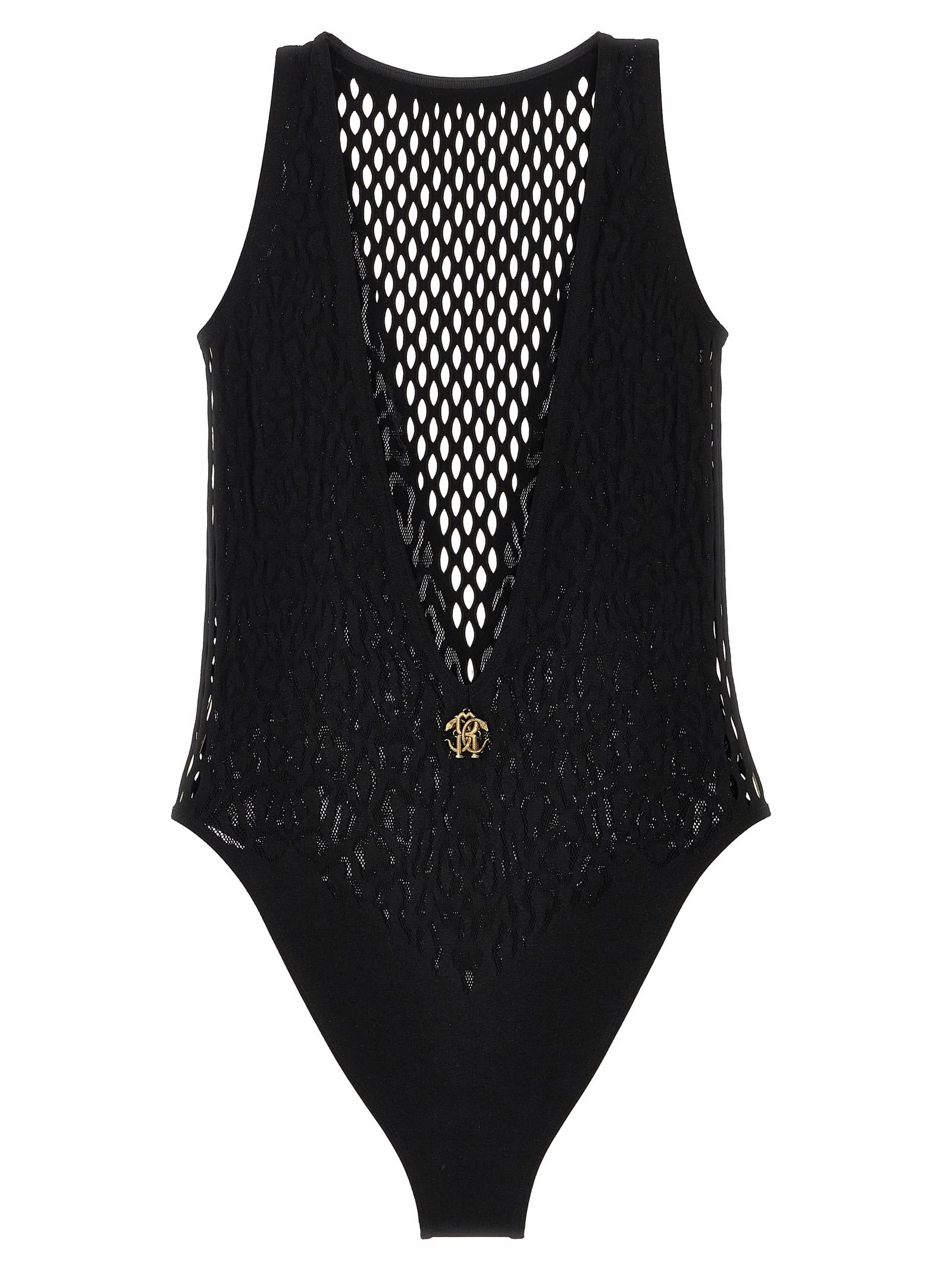 Shop Roberto Cavalli Anatomic One-piece Swimsuit In Black