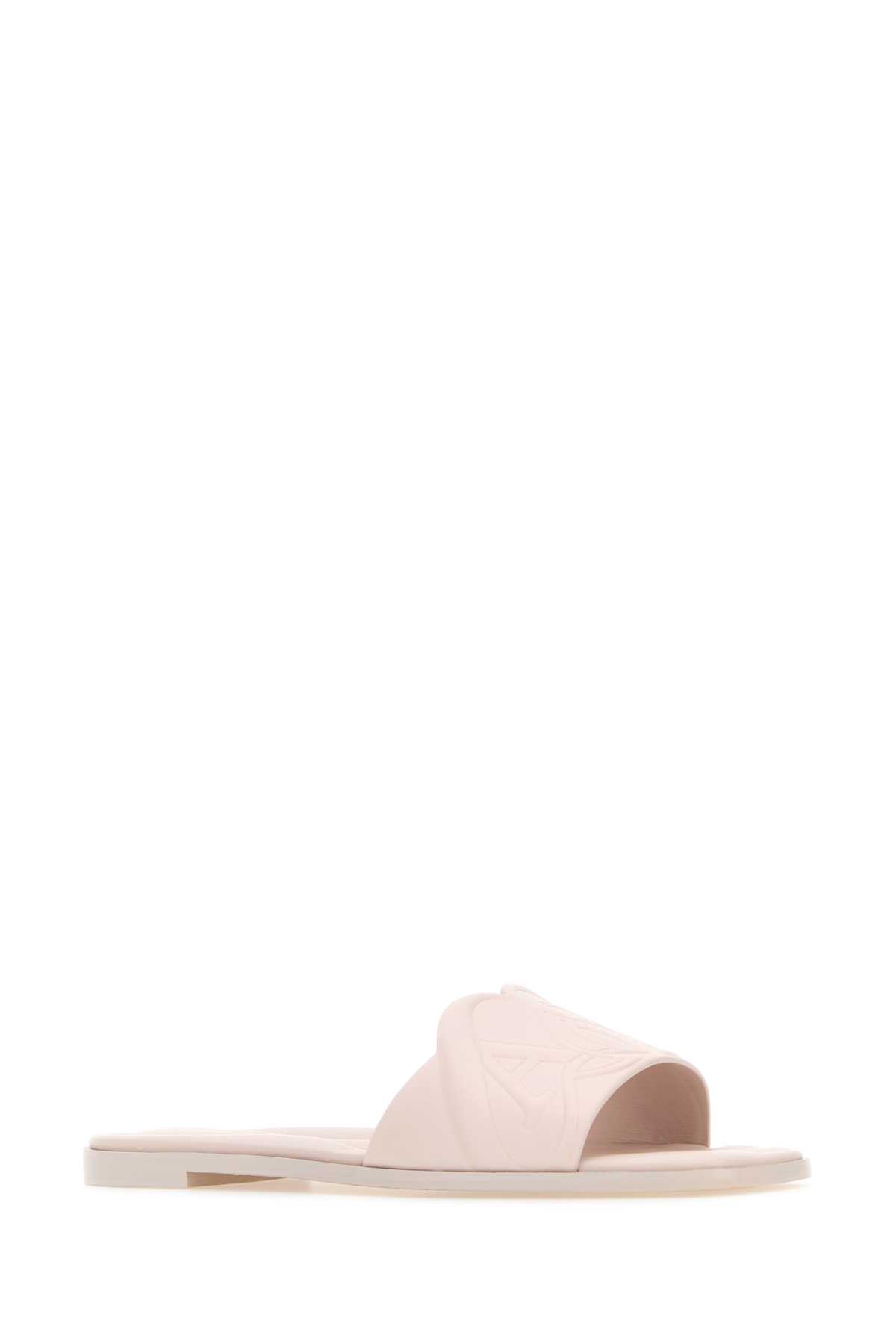 Shop Alexander Mcqueen Pastel Pink Leather Slippers In Clayclay