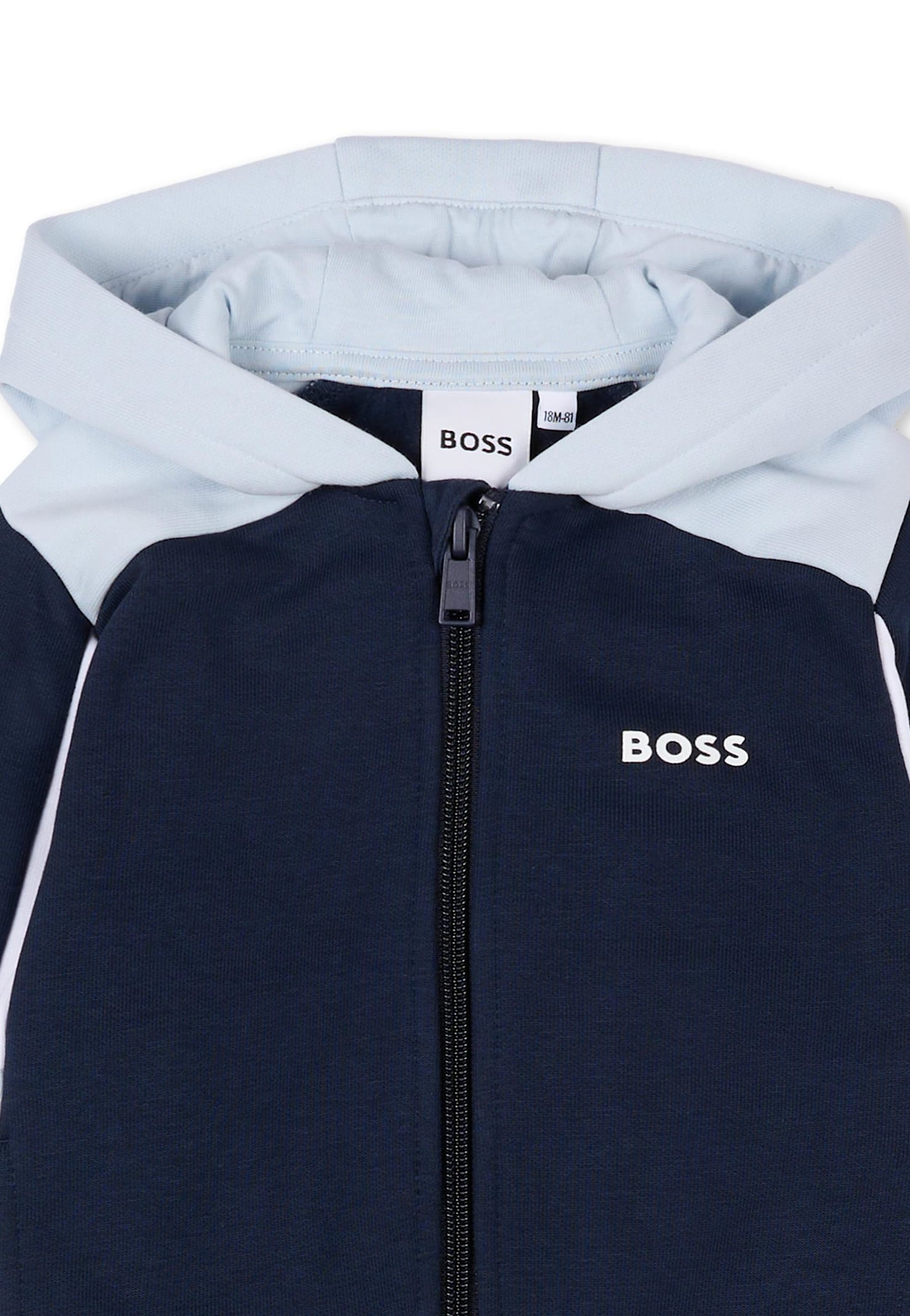 Hugo Boss Blue Sweatshirt For Baby Boy With Logo In Blue