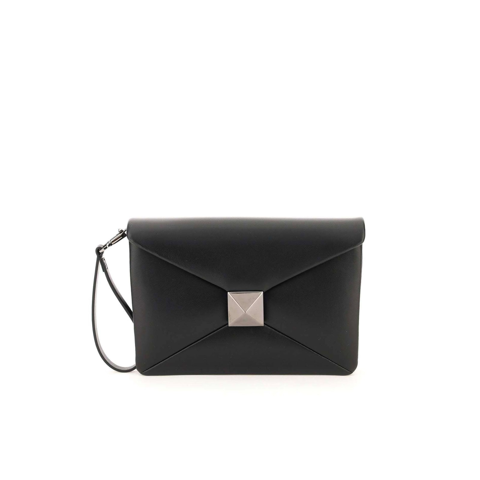 Shop Valentino Roman Stud Handbag In Black