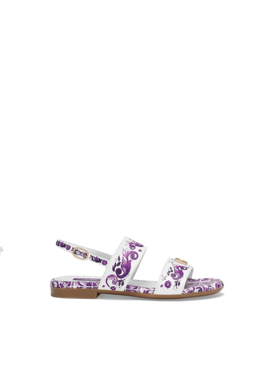 Dolce & Gabbana Logo-plaque Sandals In Multi