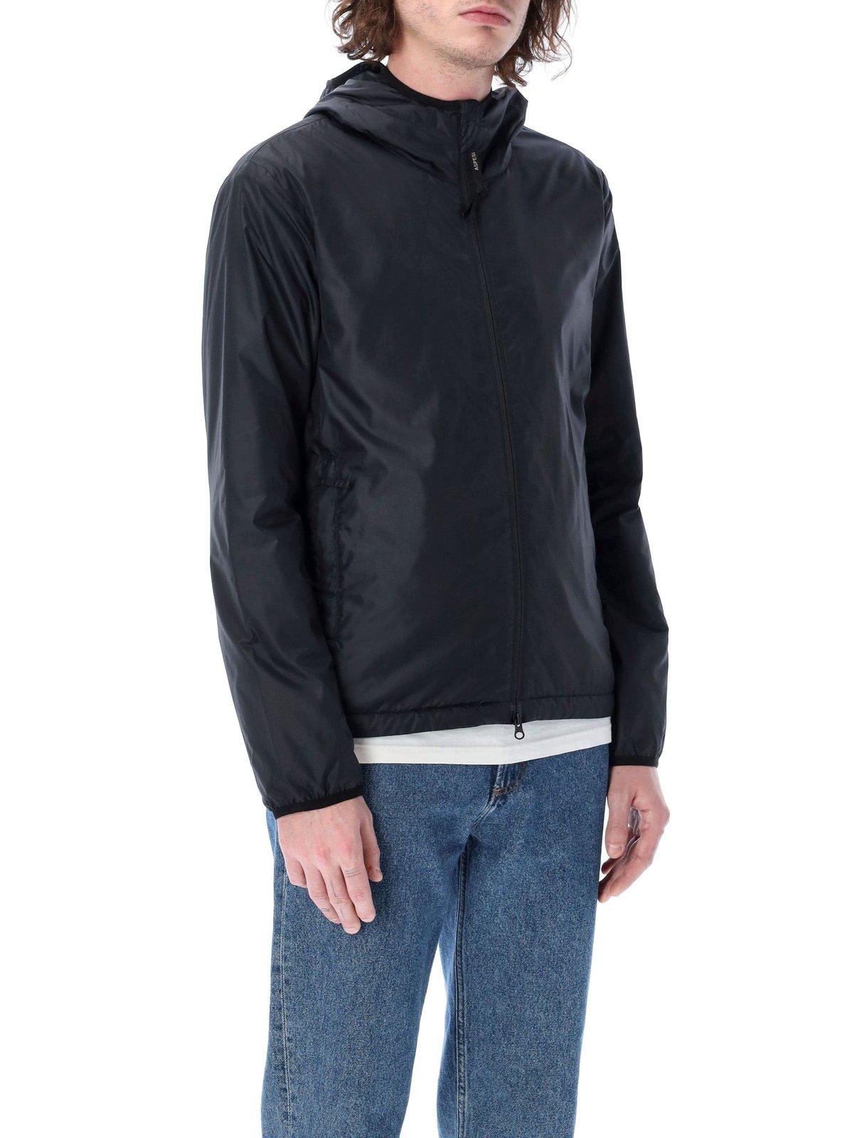 Shop Aspesi Zip-up Drawstring-hem Jacket In Black