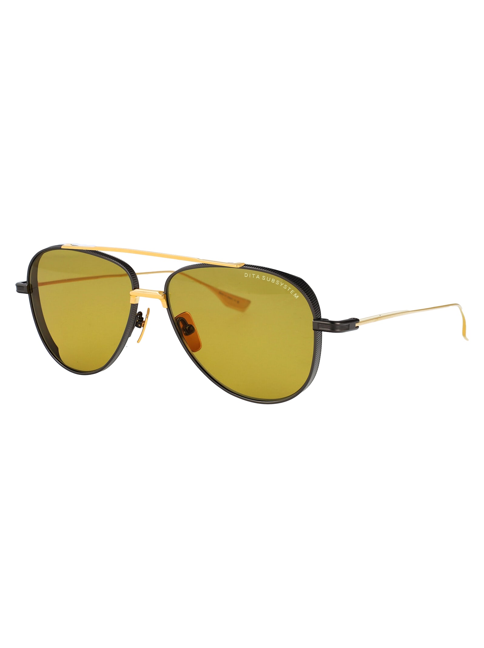 Dita Subsystem Sunglasses In Black Iron - Yellow Gold W Golden Amber