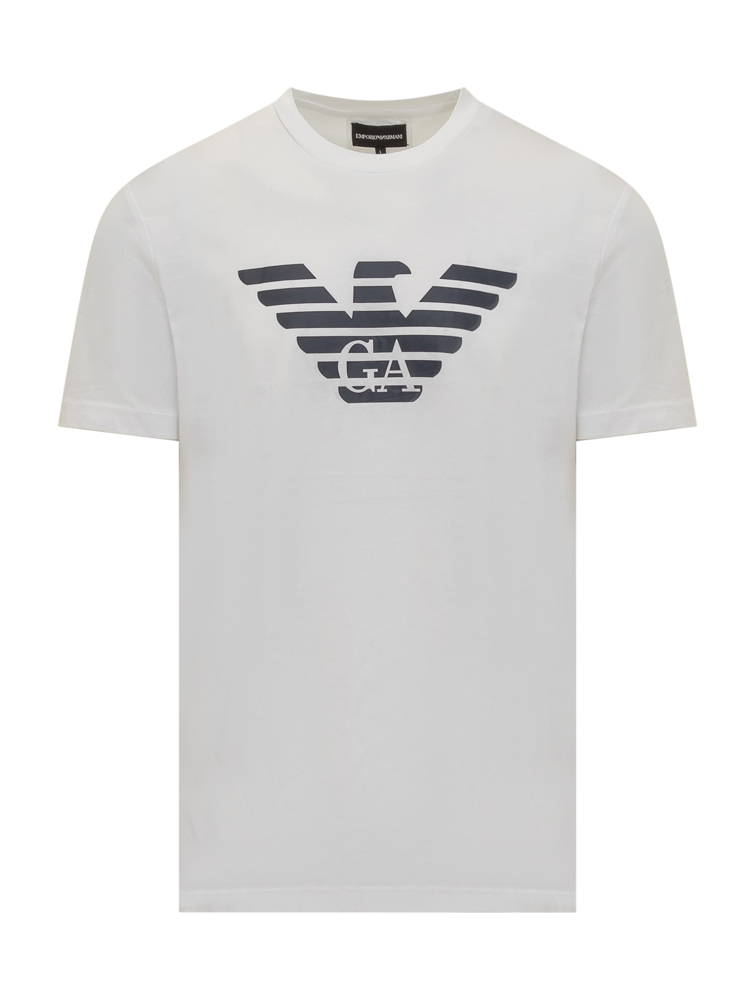 Shop Emporio Armani Eagle T-shirt In Bianco O. Aquila