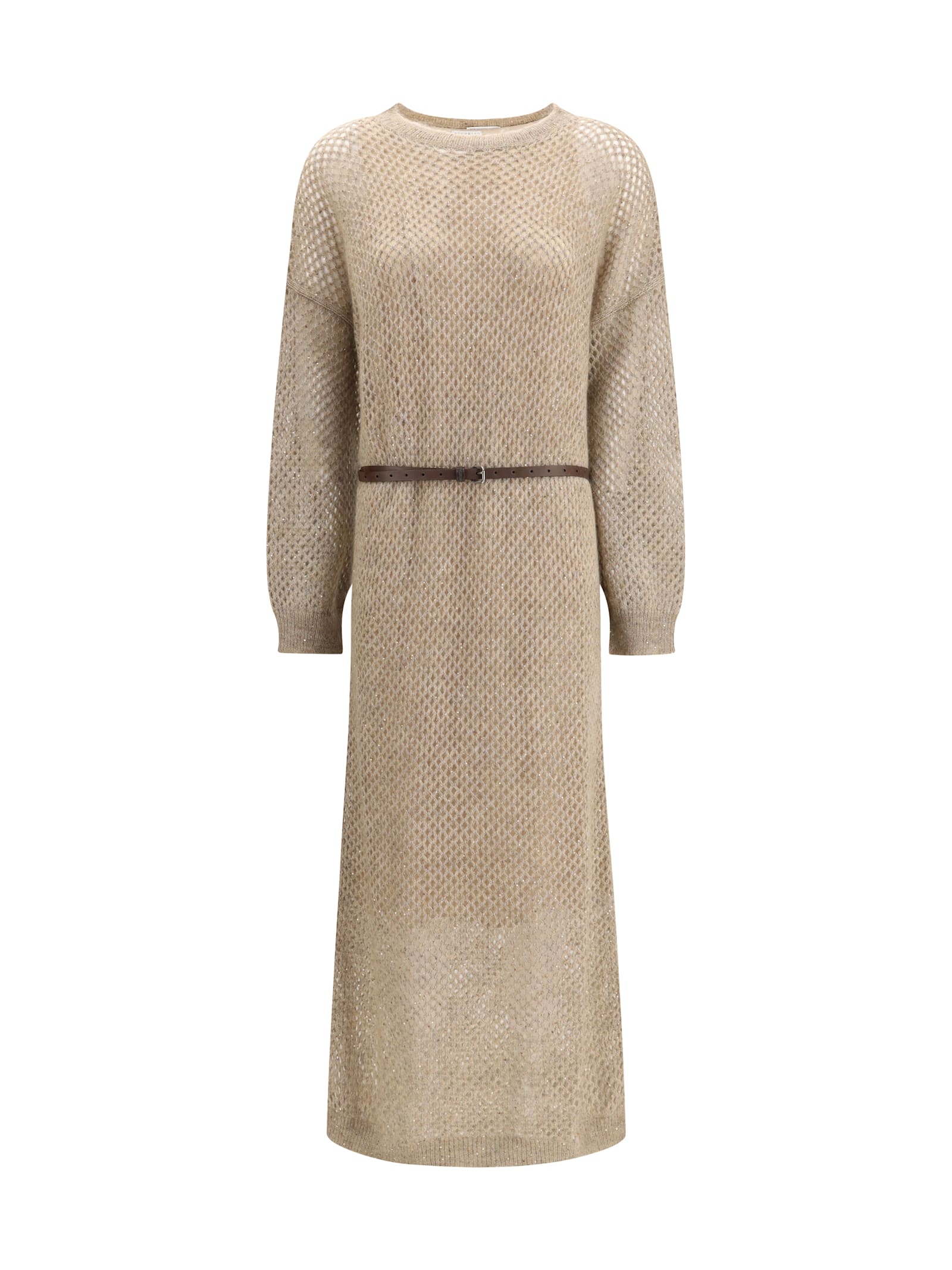 Brunello Cucinelli Beige Mohair Casual Dress In Neutral
