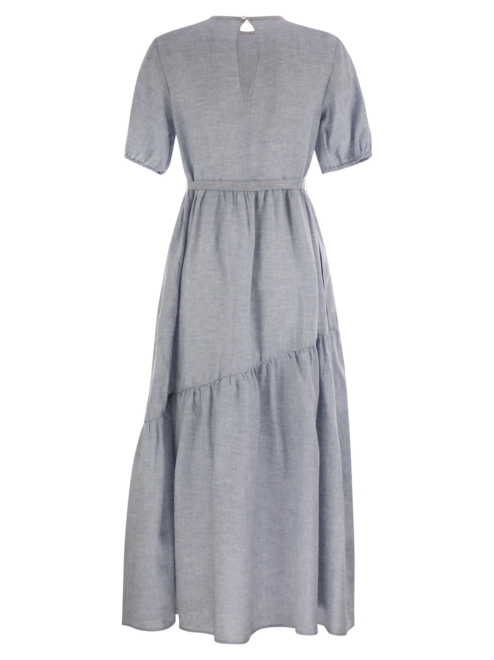 Shop Peserico Long Dress In Pure Linen
