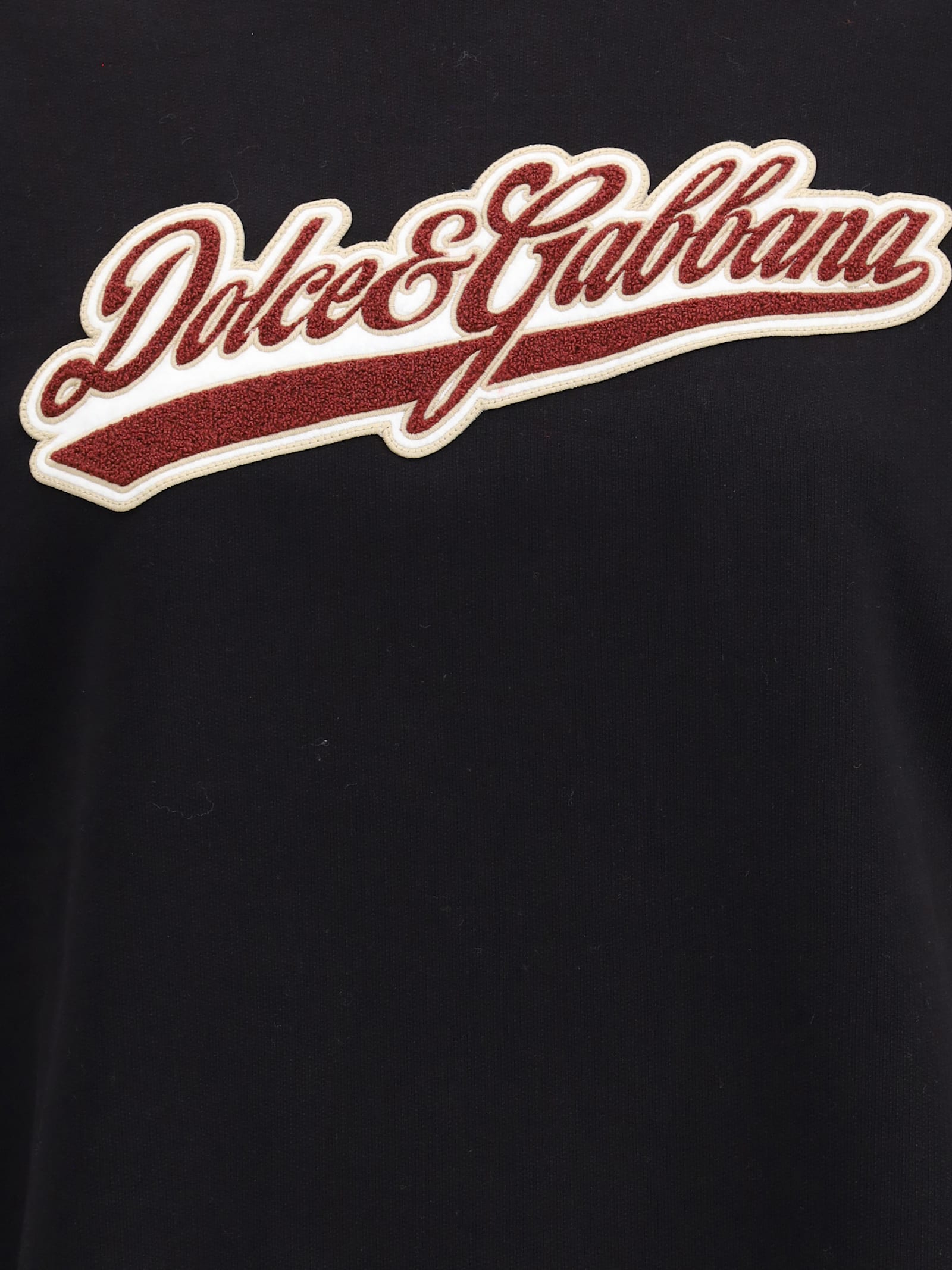 Dolce & Gabbana Cotton Sweatshirt With Patch In Black