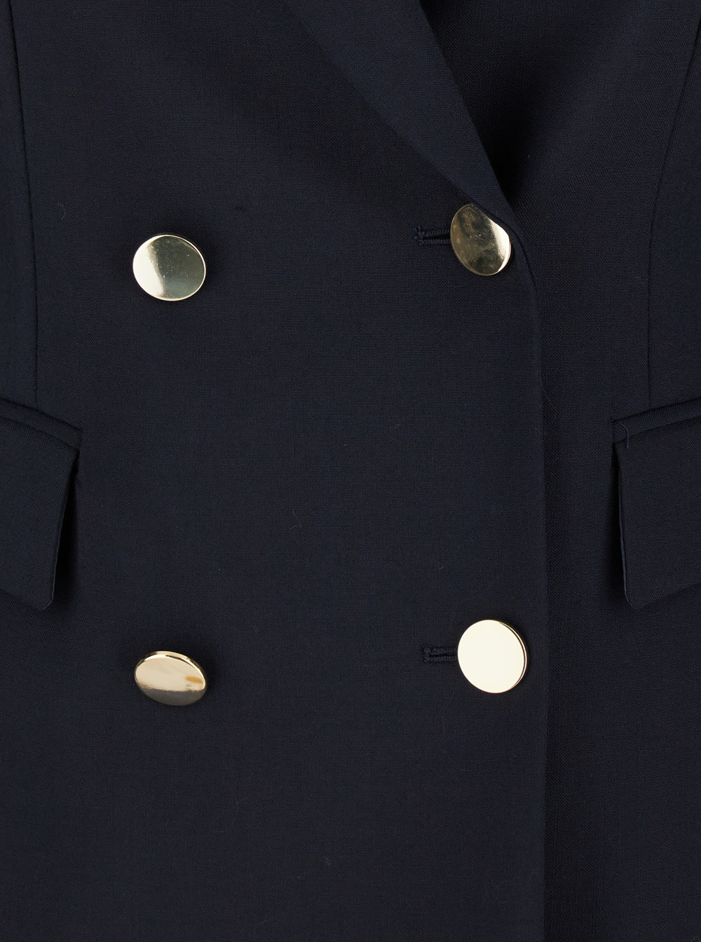 Shop Semicouture Blue Double-breasted Jacket With Golden Buttons In Wool Blend Woman