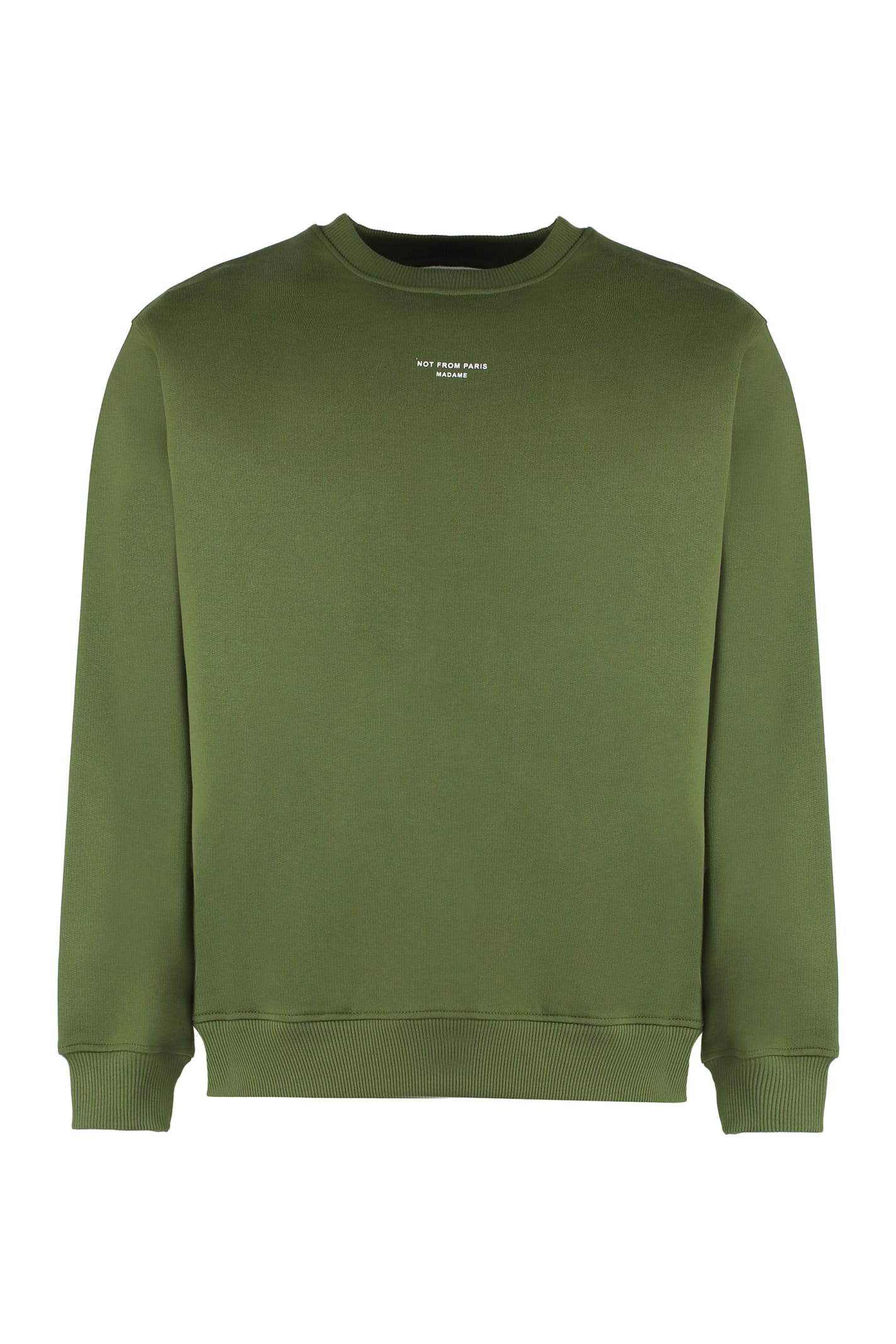 Shop Drôle De Monsieur Cotton Crew-neck Sweatshirt In Green