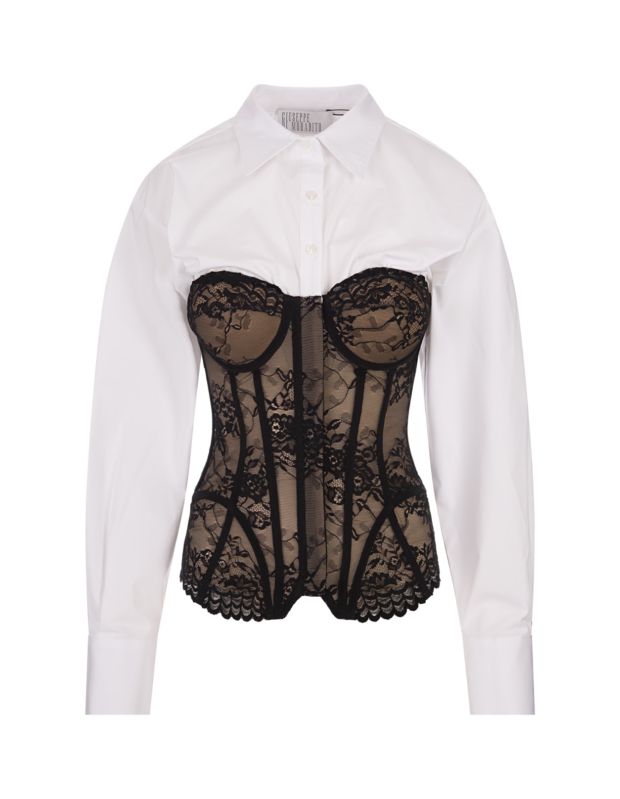 Shop Giuseppe Di Morabito White Lingerie Bustier And Top Shirt