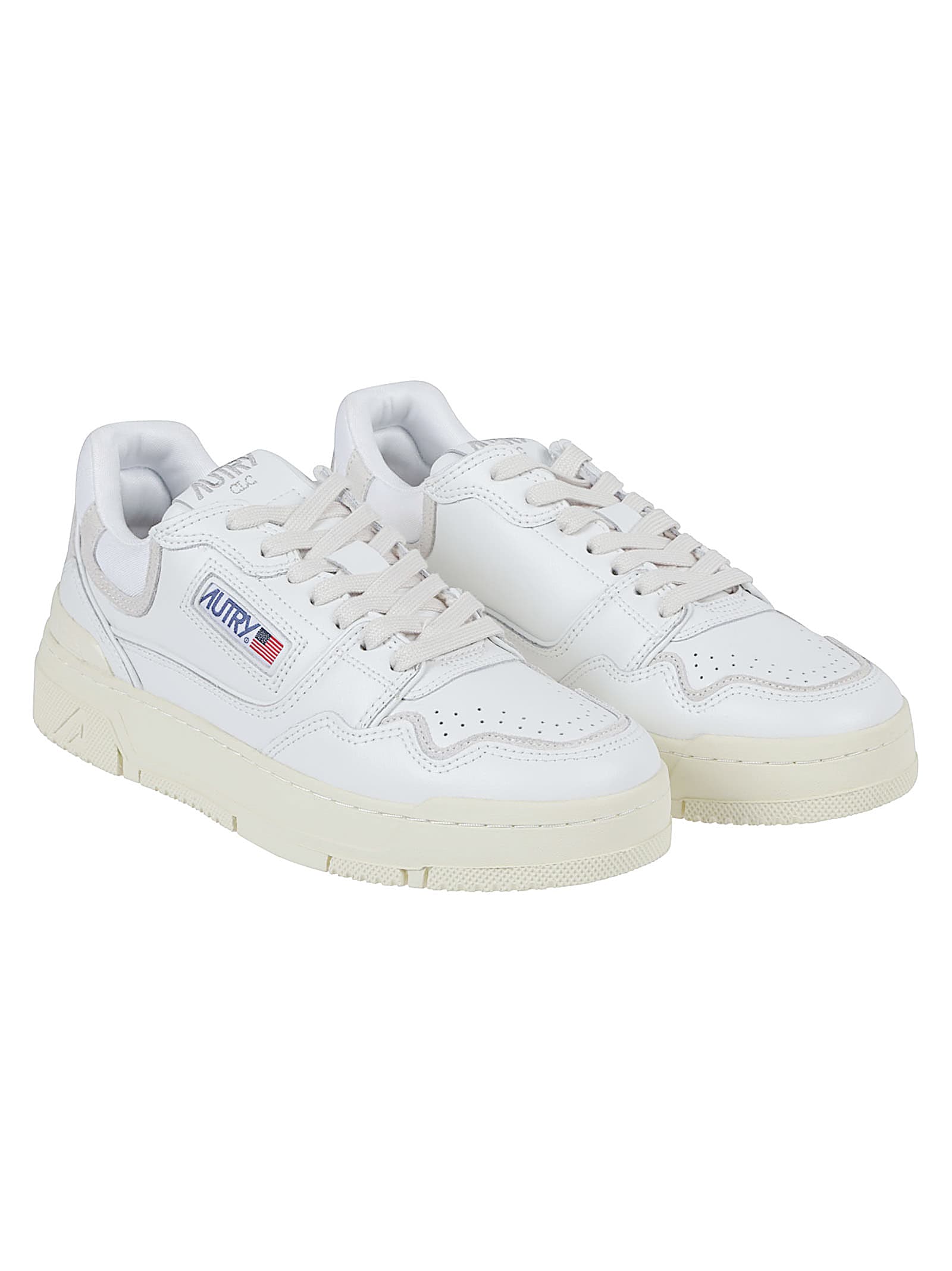 Autry White Sneakers With Smooth And Suede Textures In White