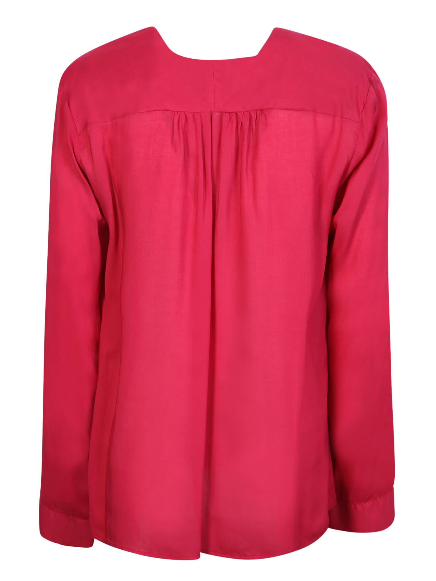 Shop Xacus V-neck Viscose Blouse In Fuchsia In Pink