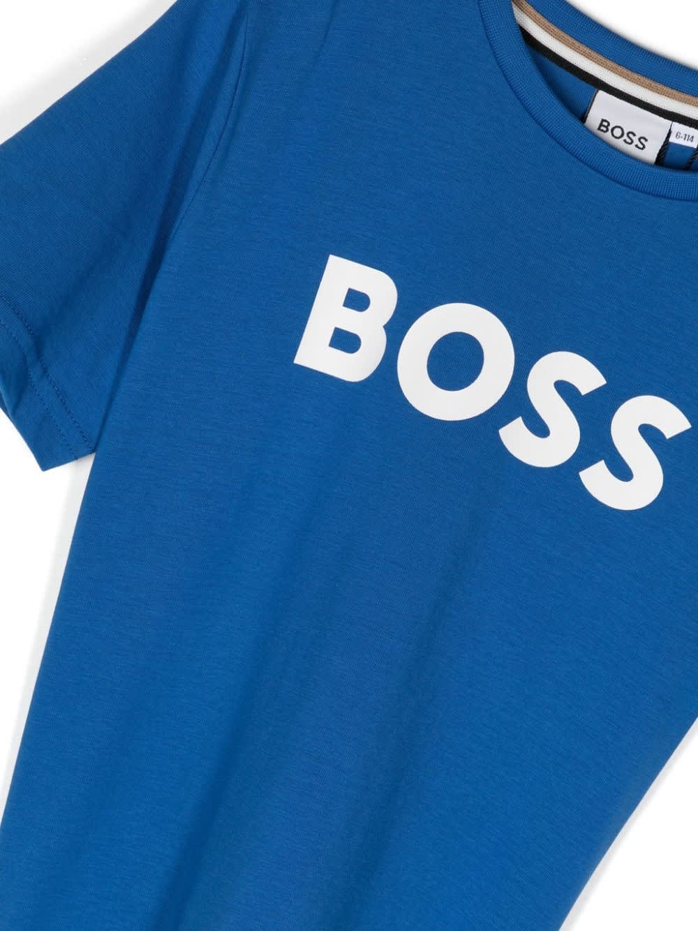 Shop Hugo Boss T-shirt Con Logo In Blue