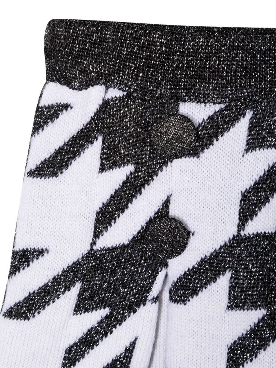 Simonetta Teen Houndstooth-pattern Knitted Shorts In Black